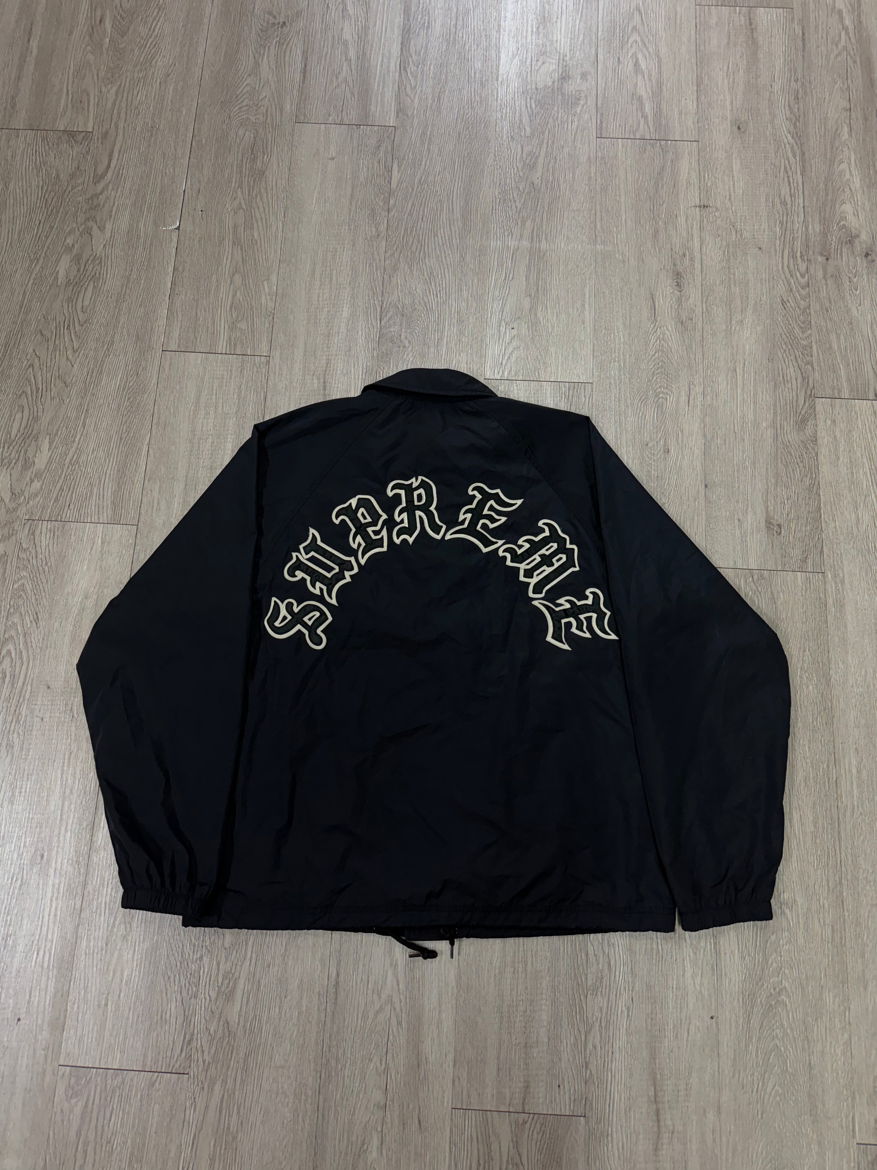 Supreme Black Cream Old English Coach Jacket
