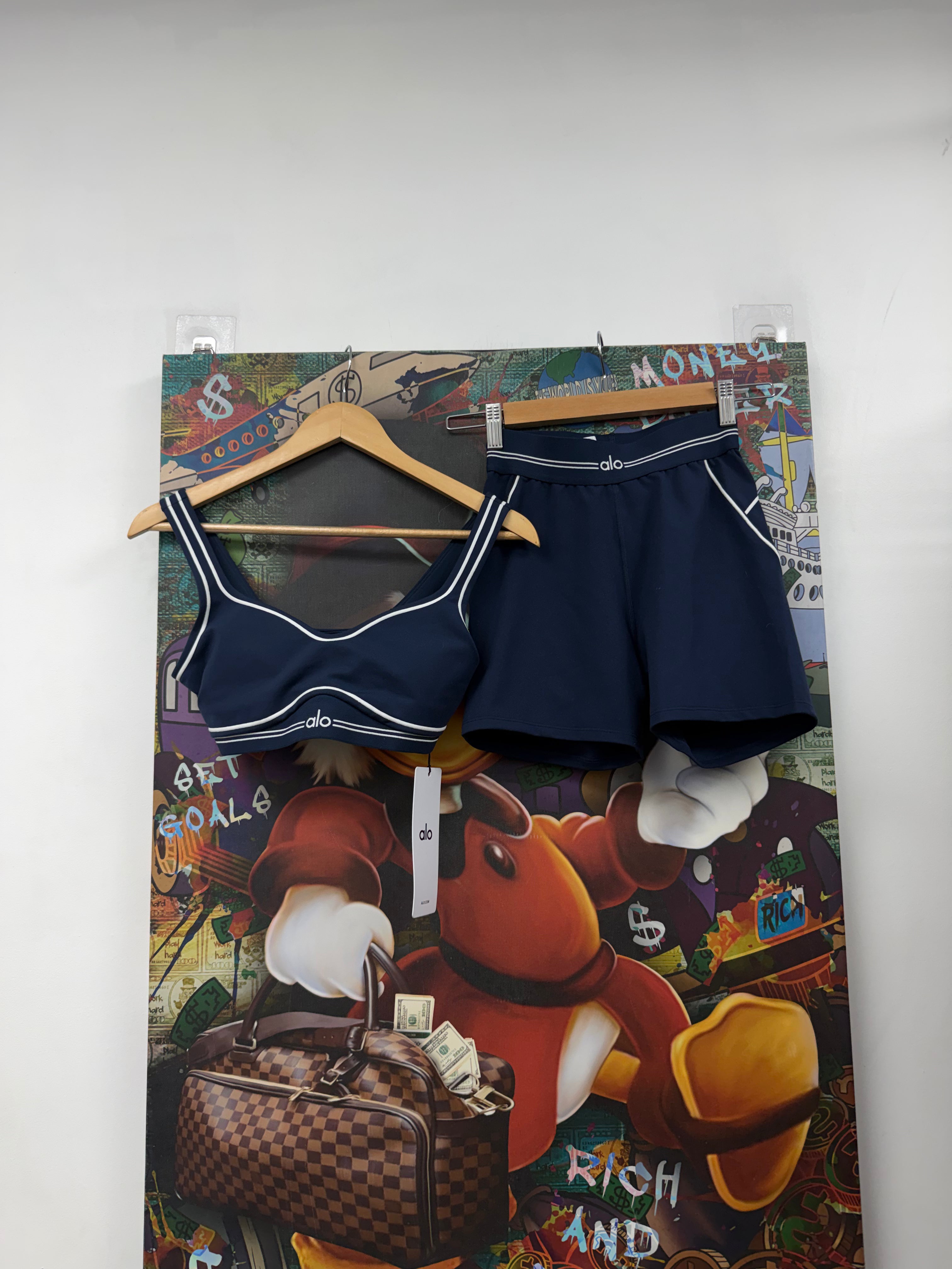 Alo Navy Yoga Biker Set