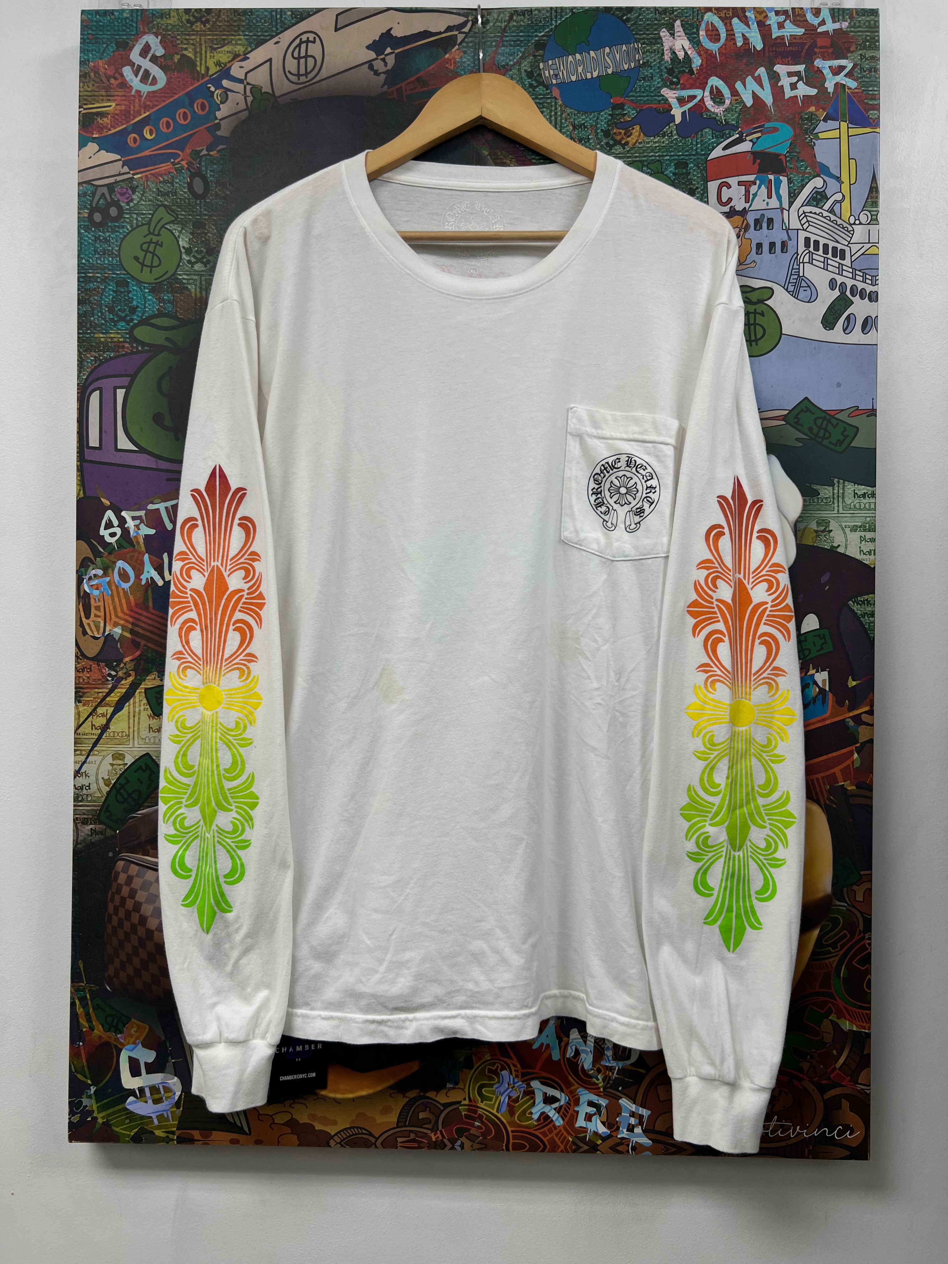 Chrome Hearts White Floral Gradient Long Sleeve