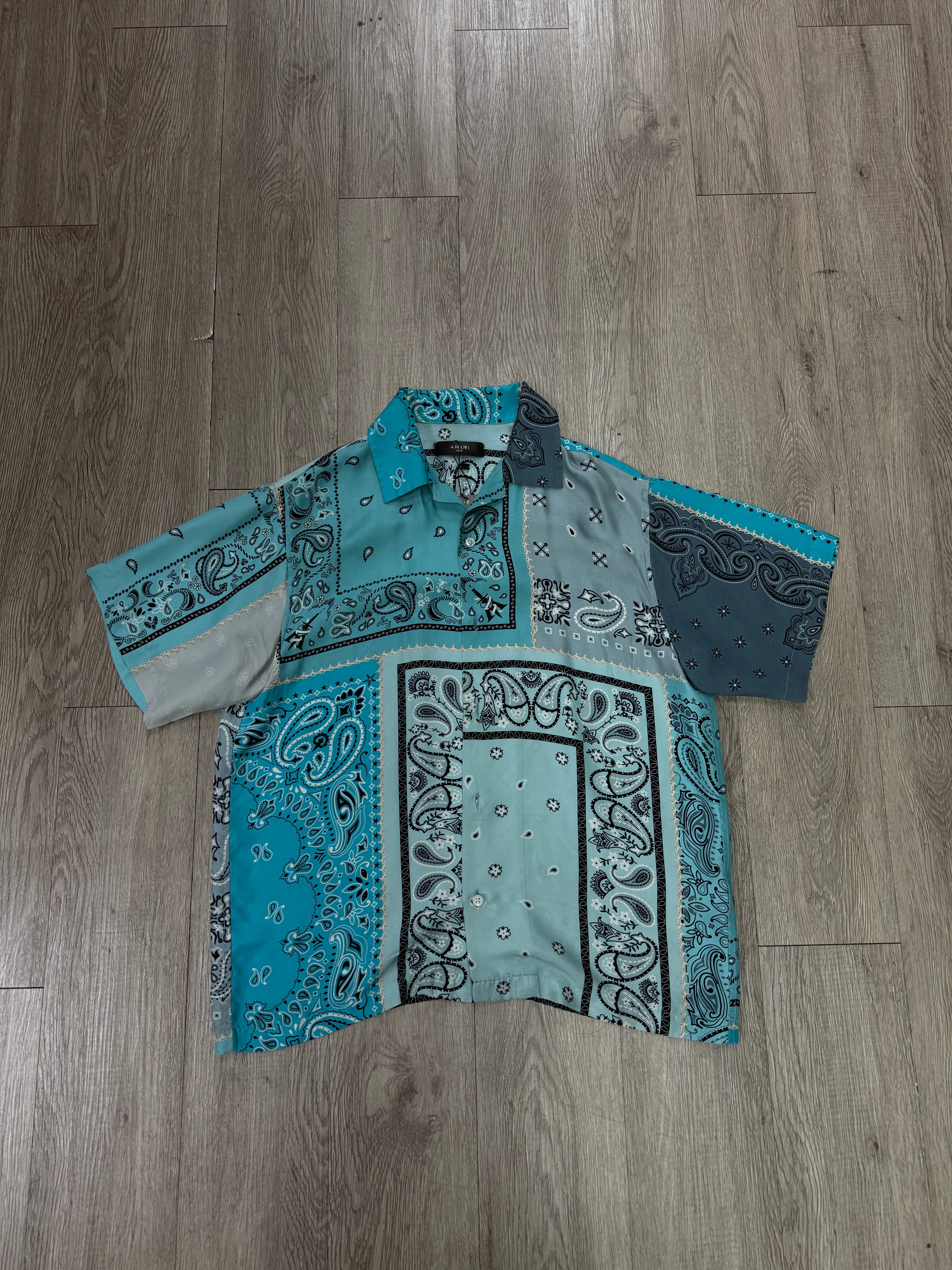 Amiri Blue Silk Paisley Button Up