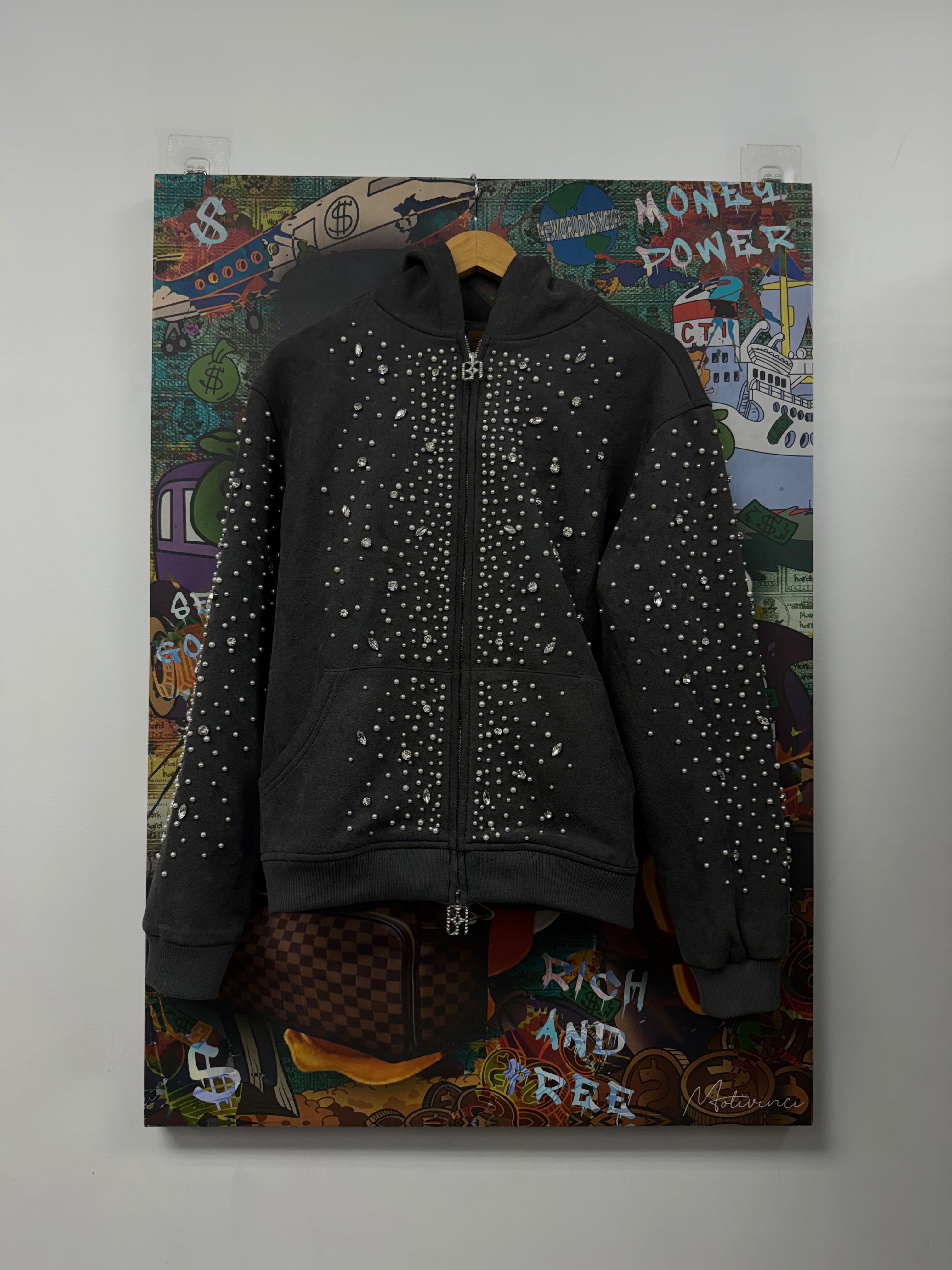 Birth Of A Royal Child Grey Pearl Zip Up
