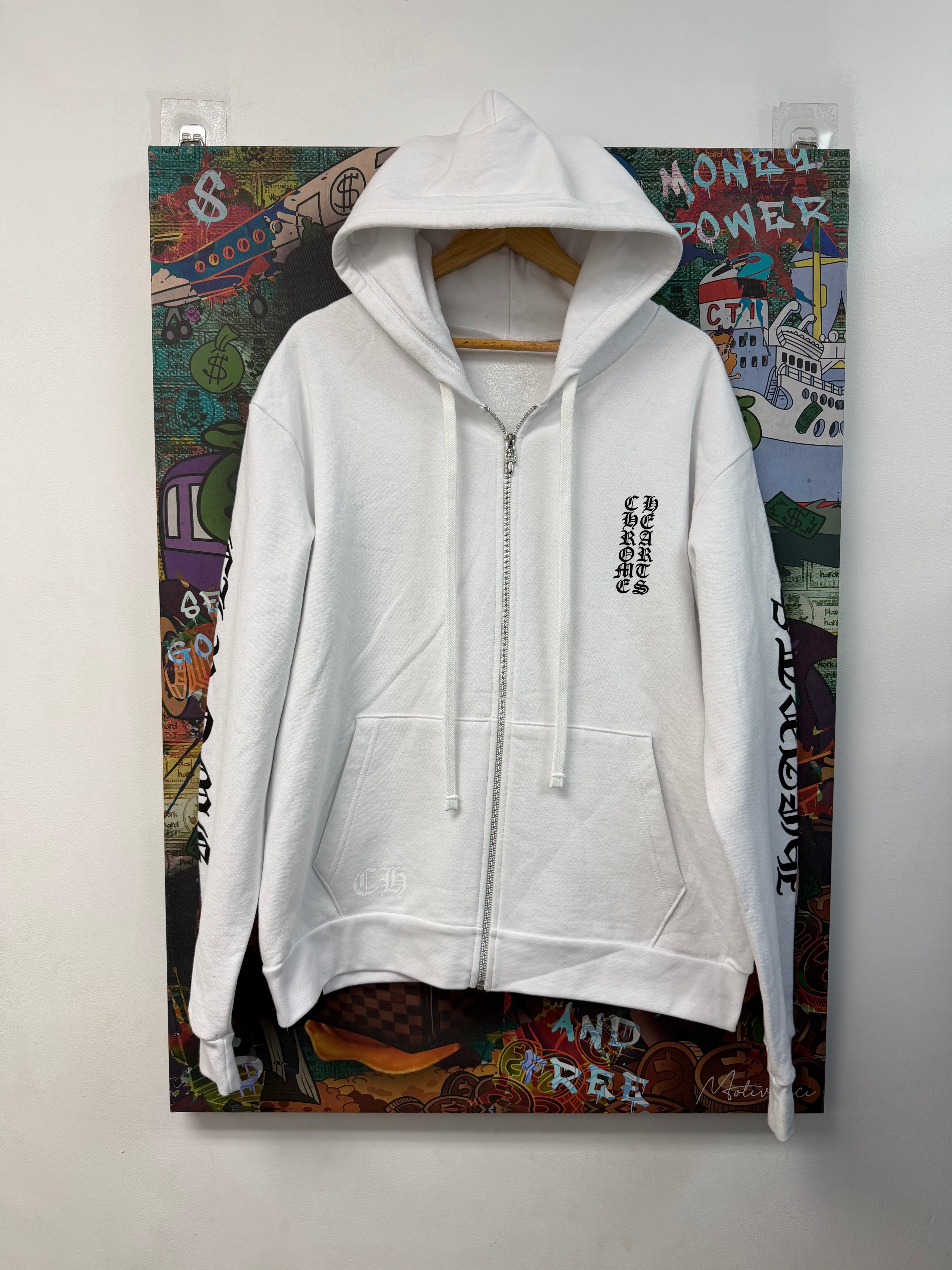 Chrome Hearts White Black Vertical Zip Up