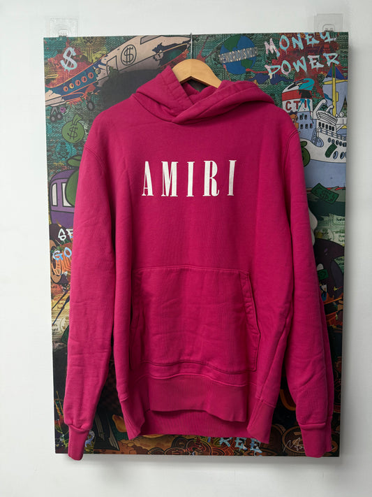 Amiri Pink White Core Logo Hoodie Used