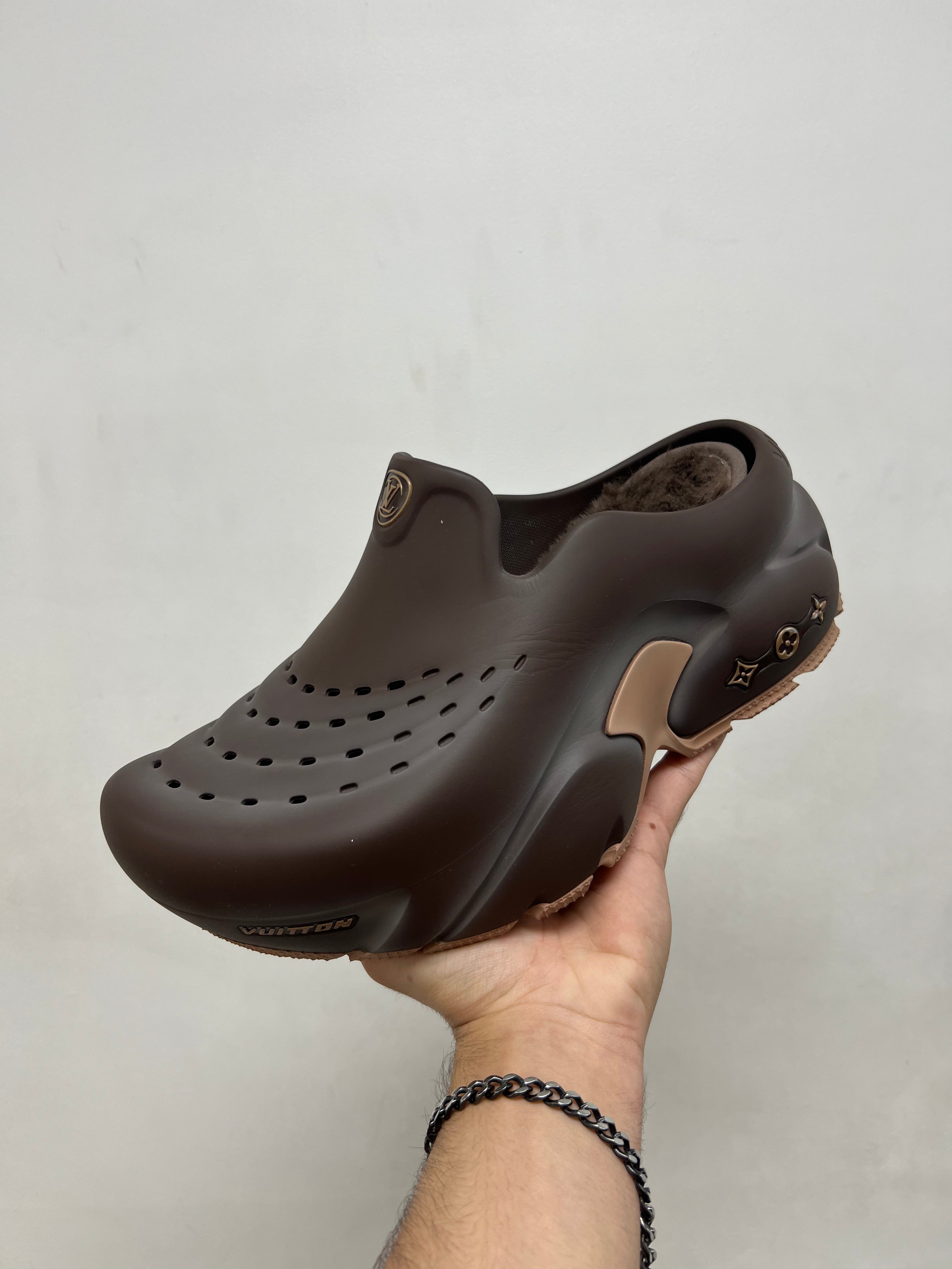 Louis Vuitton Brown Shark Clog Slides