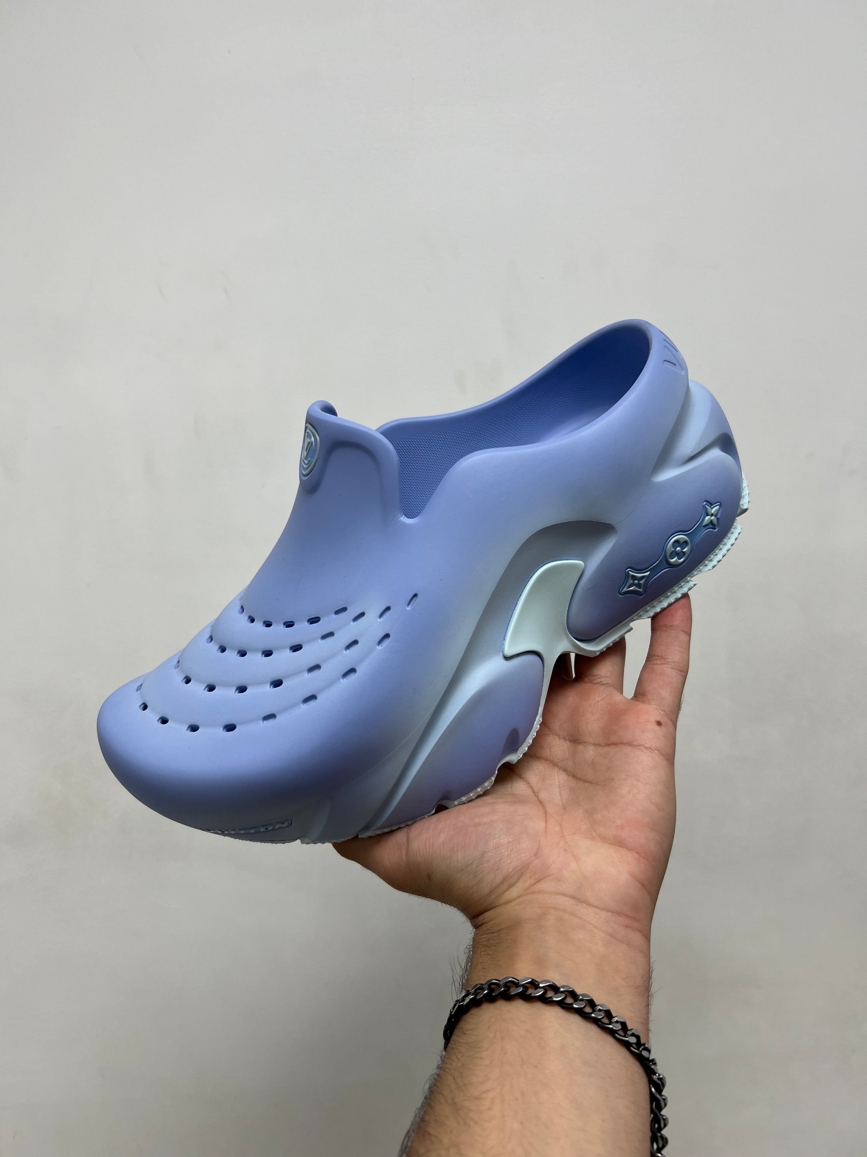 Louis Vuitton Blue Shark Clog Slides
