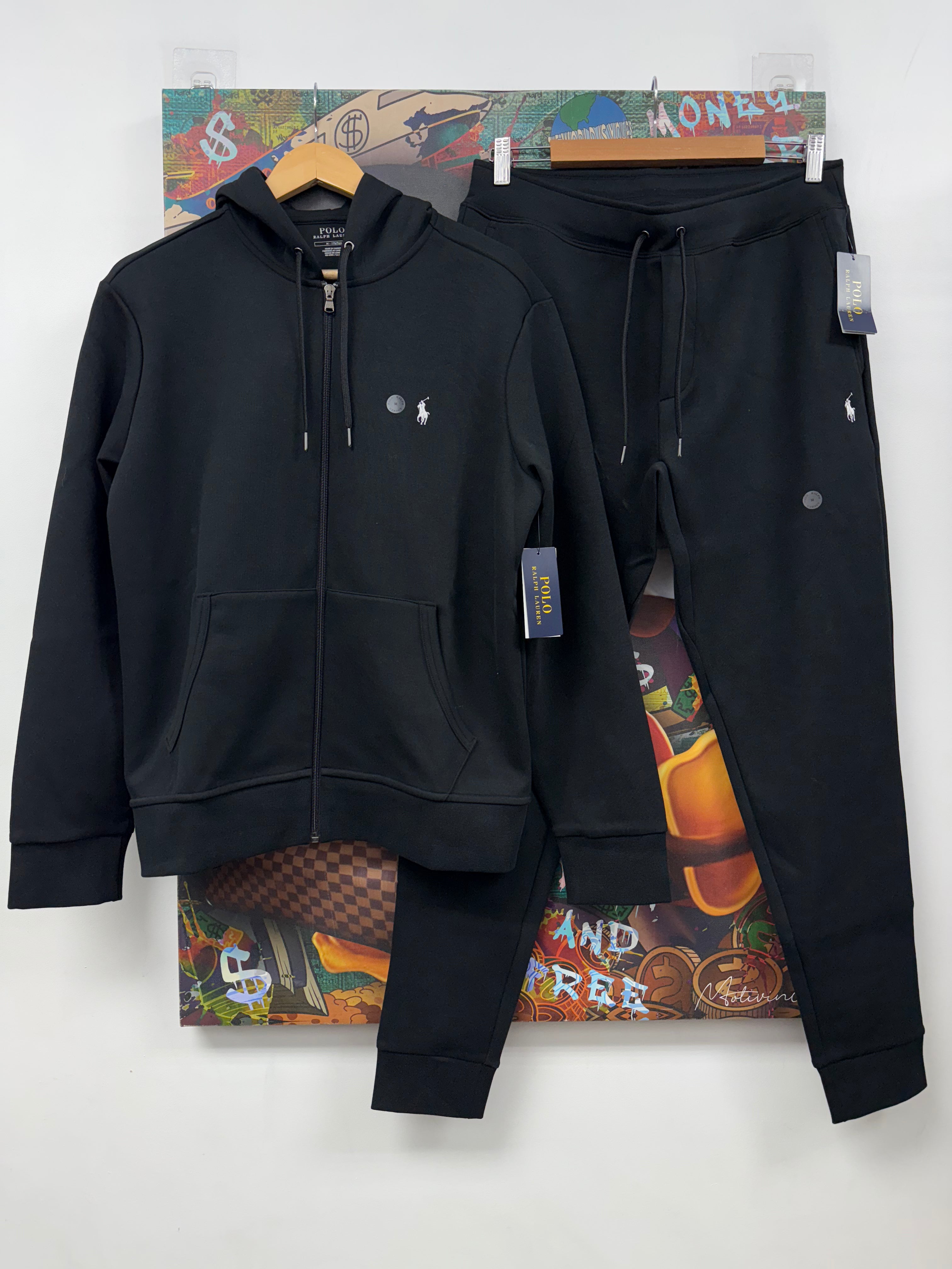 Polo Black White Tech Sweatsuit