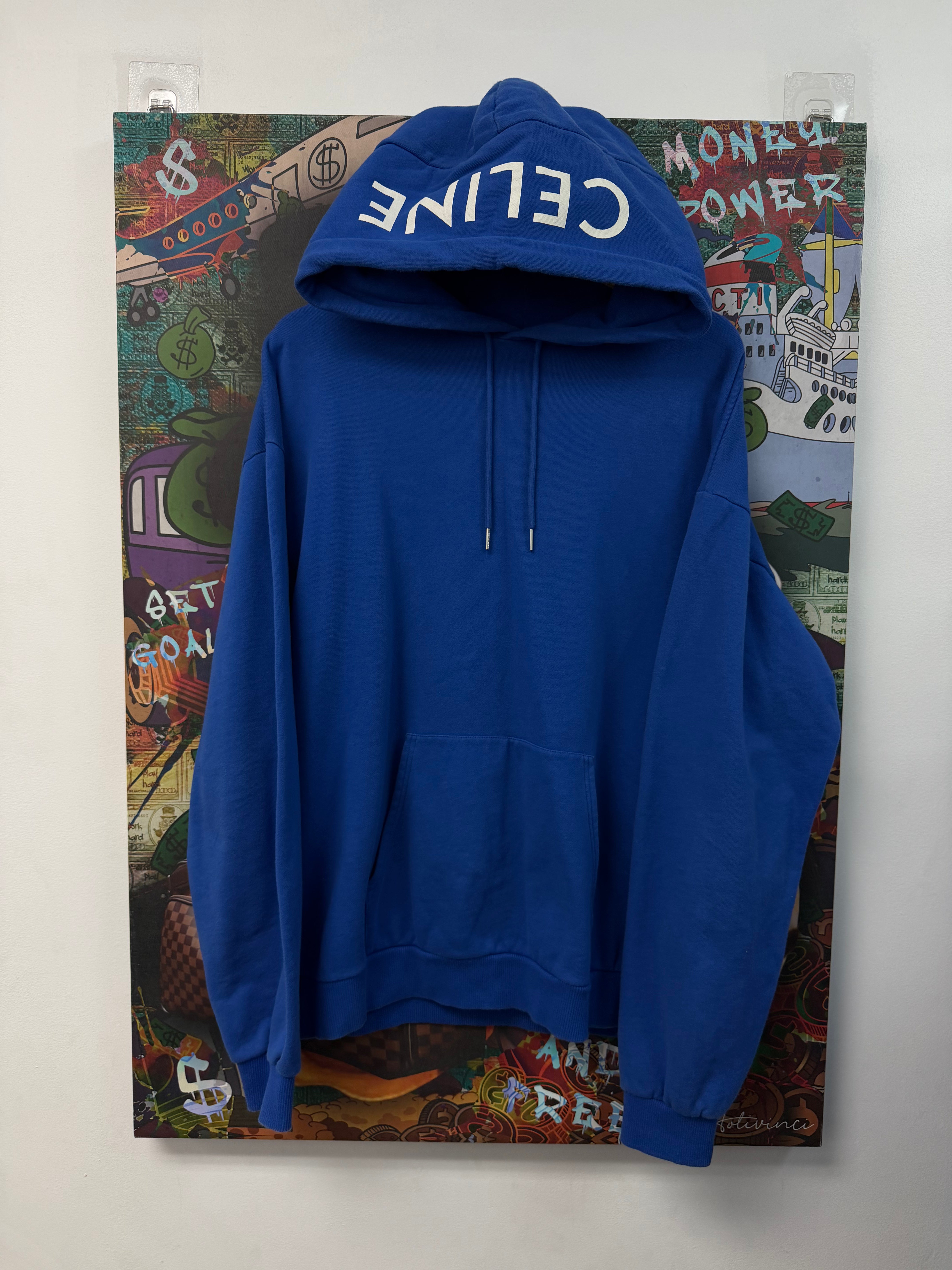 Celine Blue White Hooded Logo Hoodie