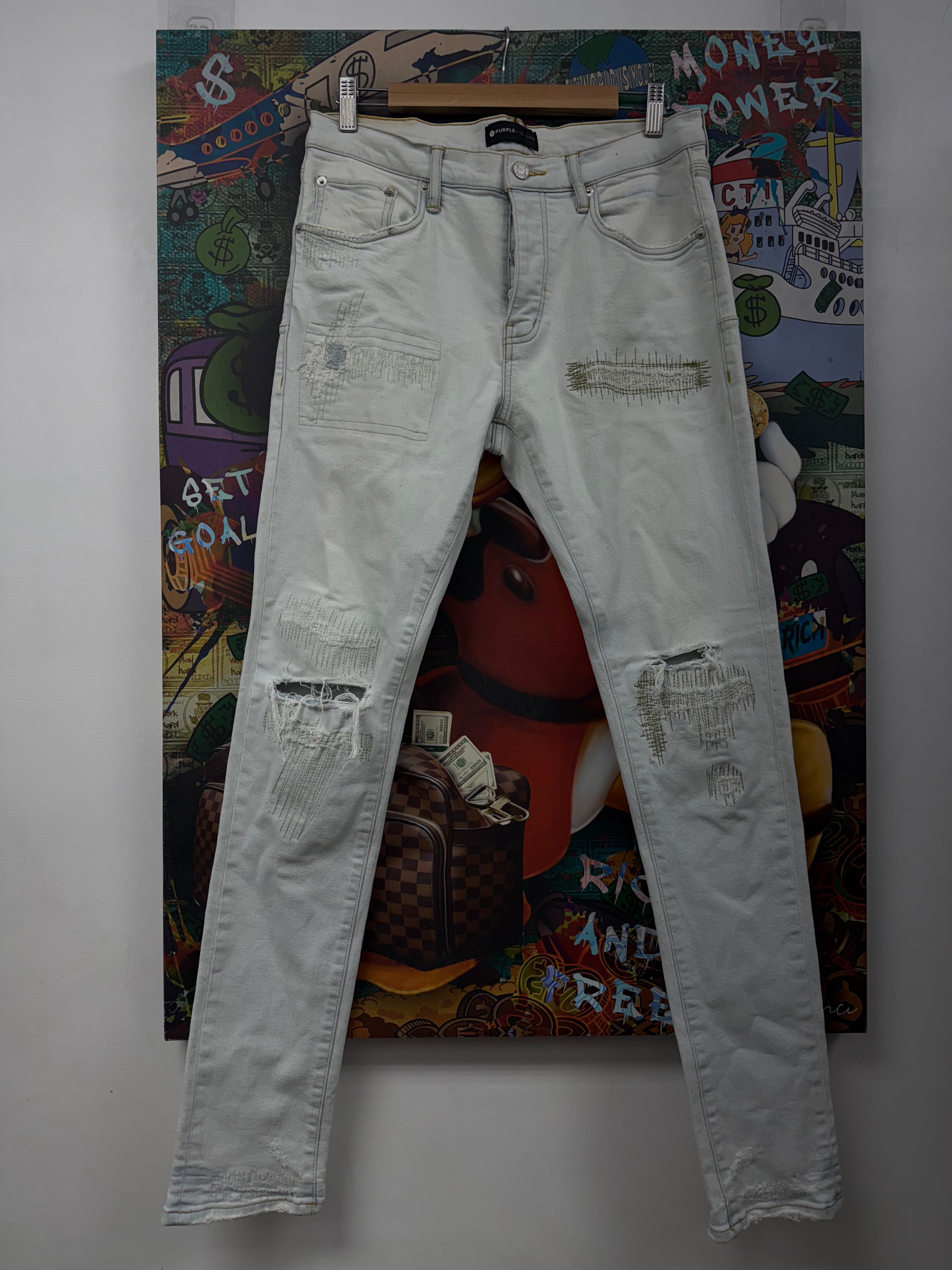 Purple Brand Light Wash Stitch Jeans