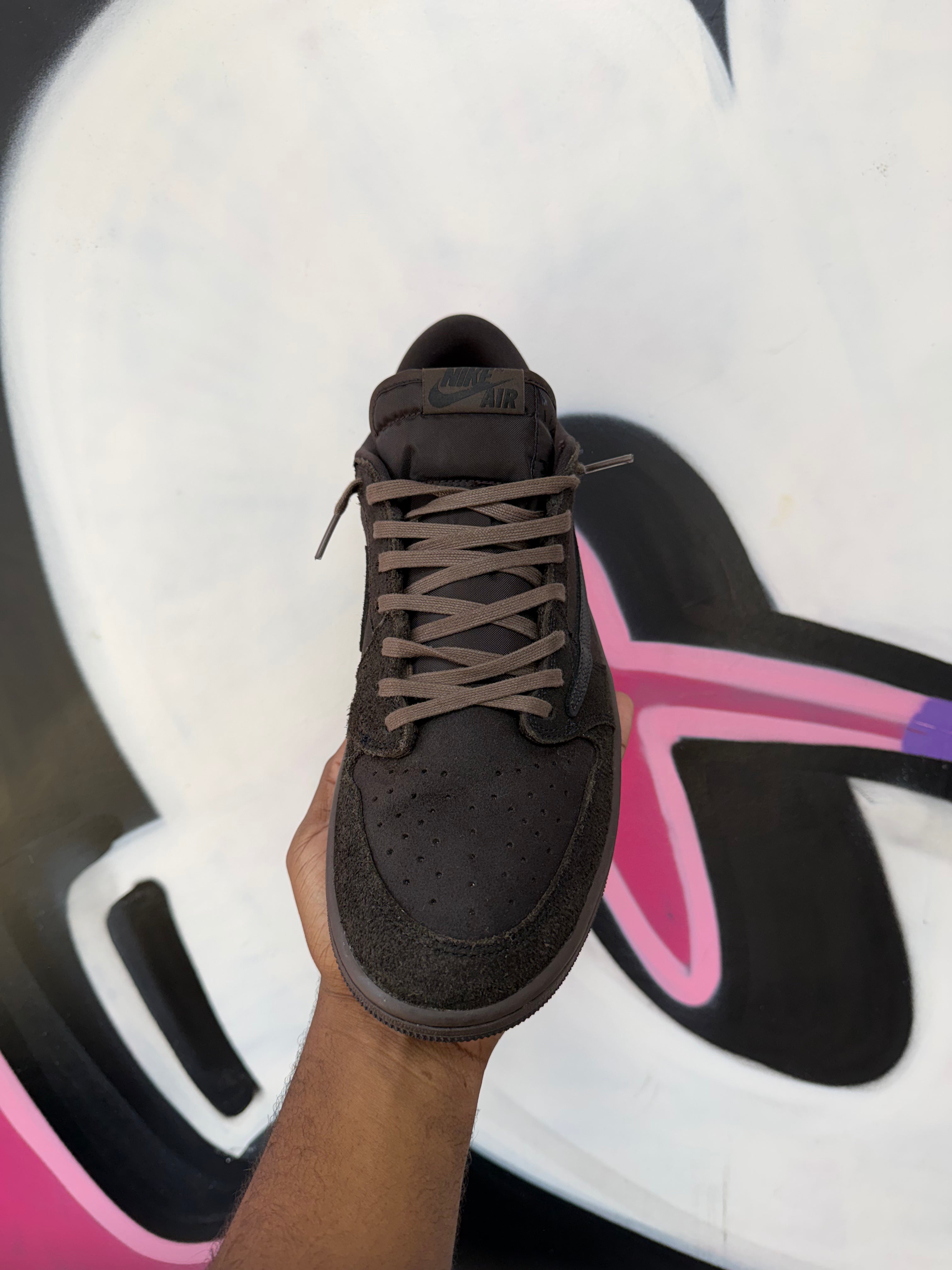 Jordan 1 Low Travis Scott Brown Velvet Sneakers