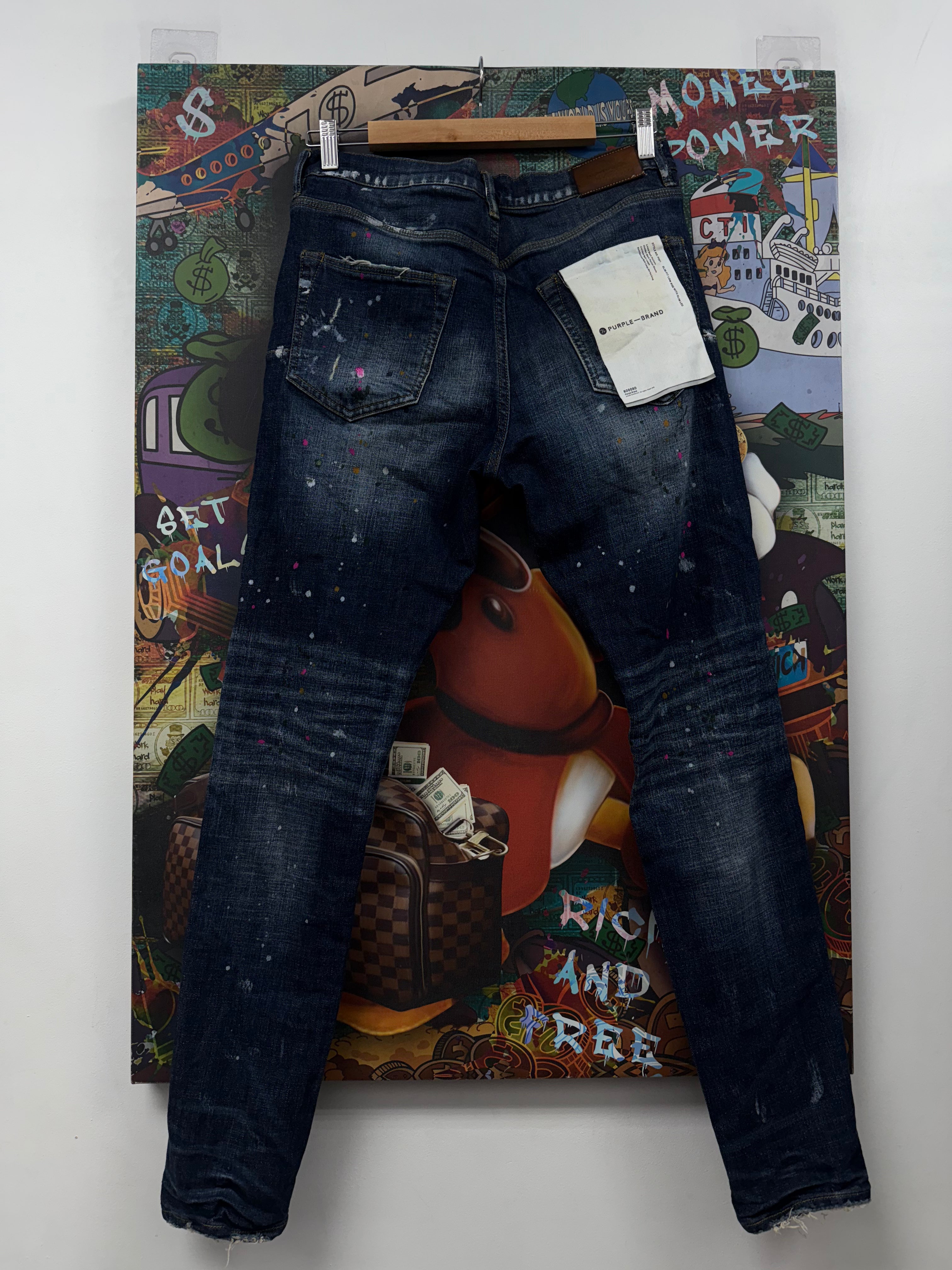 Purple Brand Dark Wash Splatter Jeans