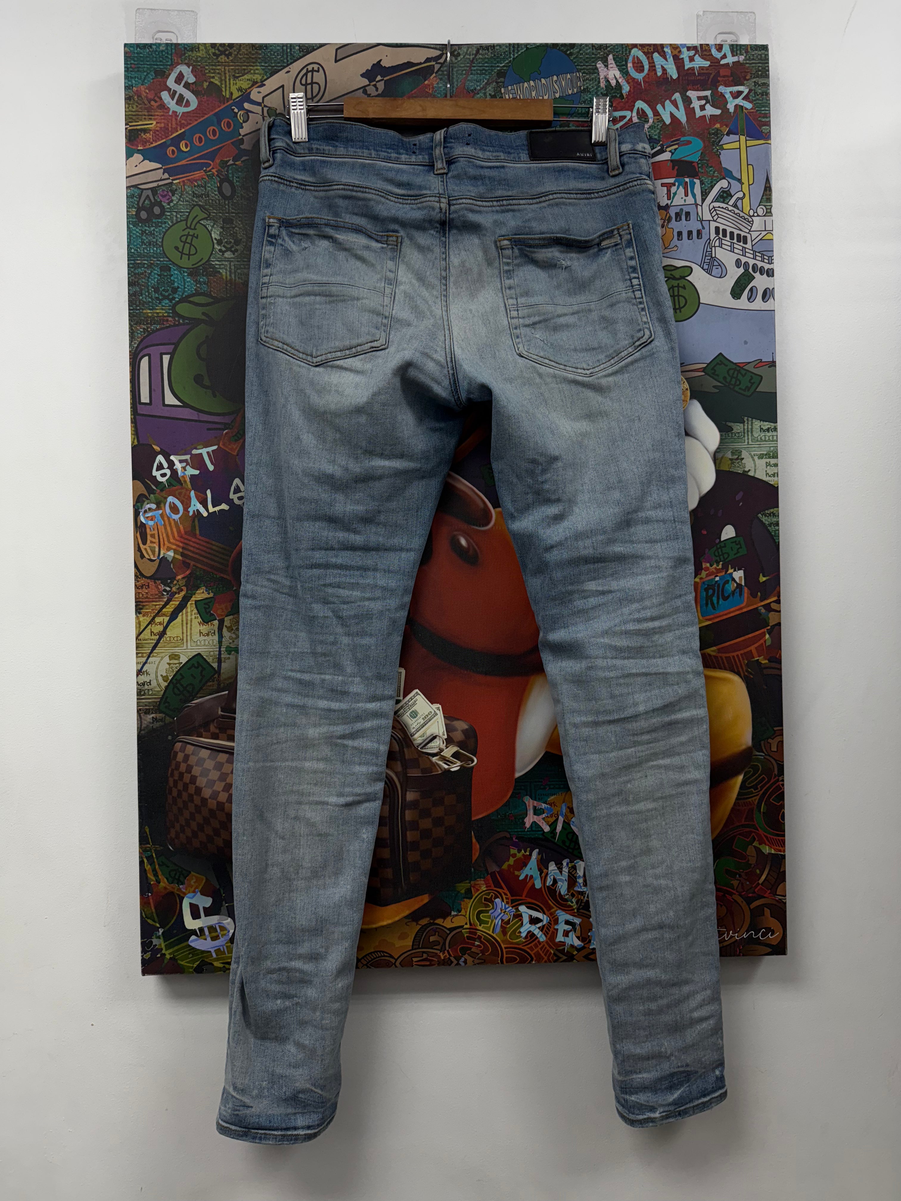 Amiri Light Wash Desert Camo Patchwork Jeans