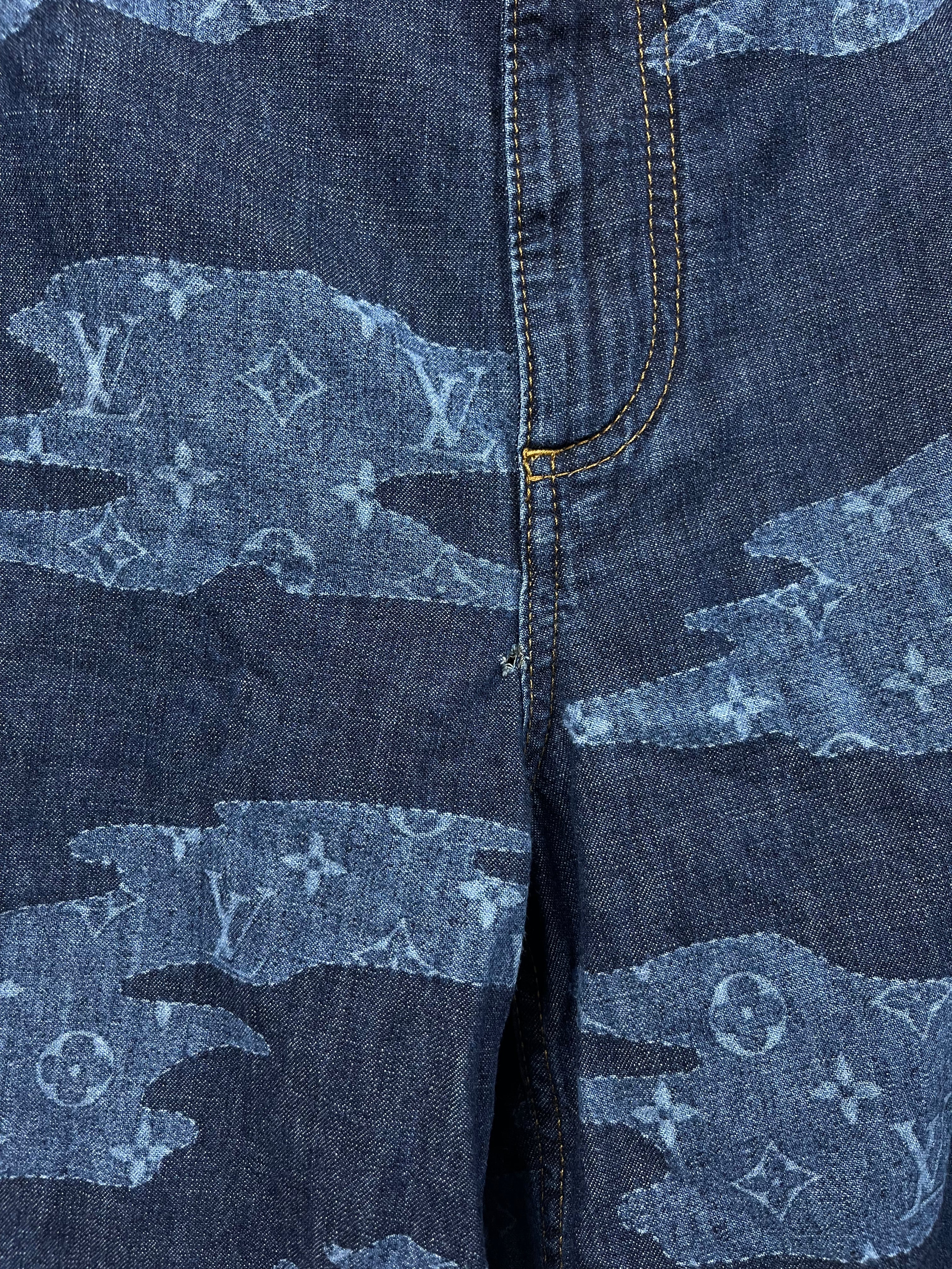 Louis Vuitton Deep Indigo Paisley Monogram Jean Shorts