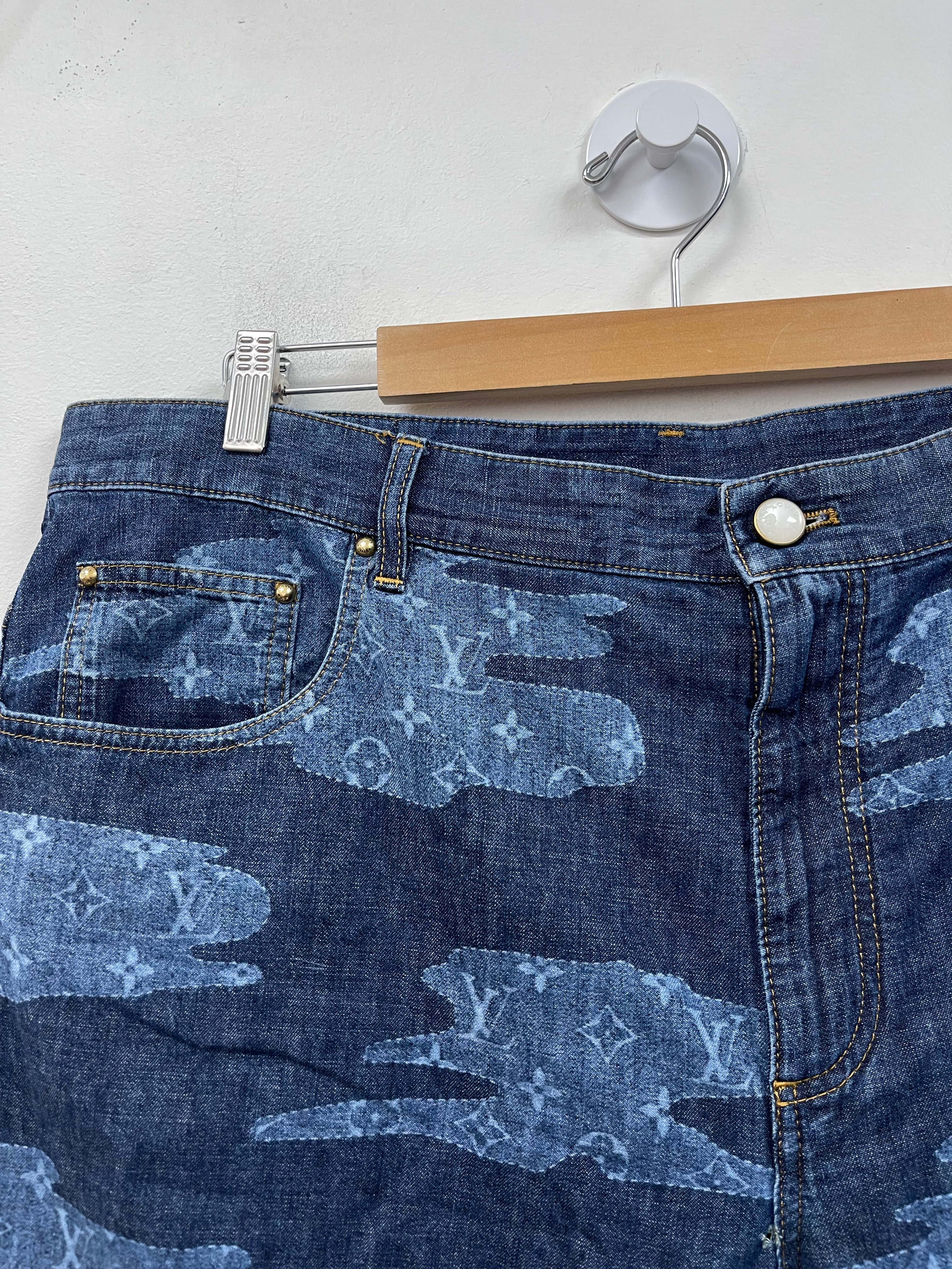 Louis Vuitton Deep Indigo Paisley Monogram Jean Shorts