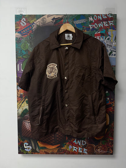 Saint Vanity Nylon Button Up Shirt Brown Like New