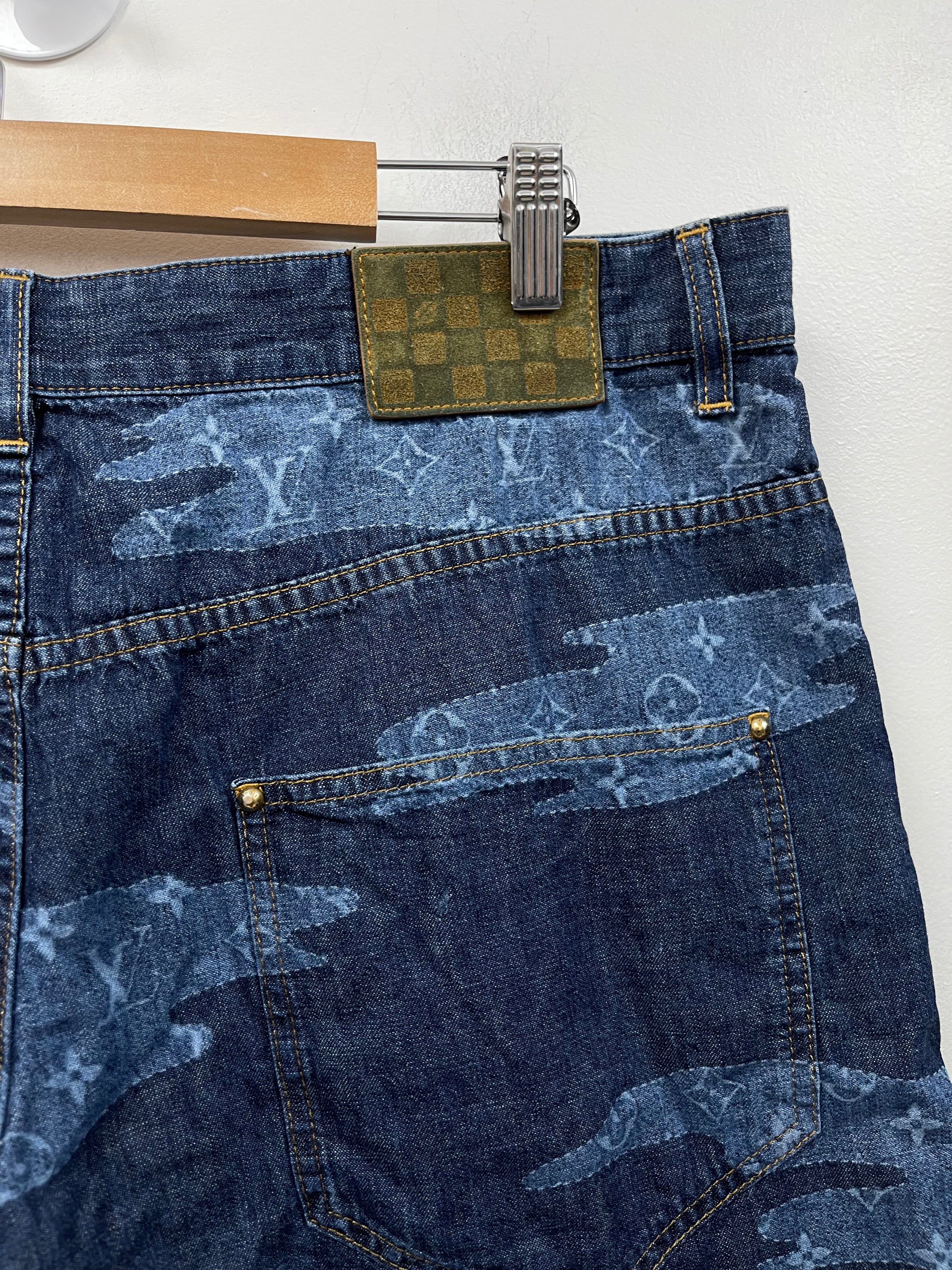 Louis Vuitton Deep Indigo Paisley Monogram Jean Shorts