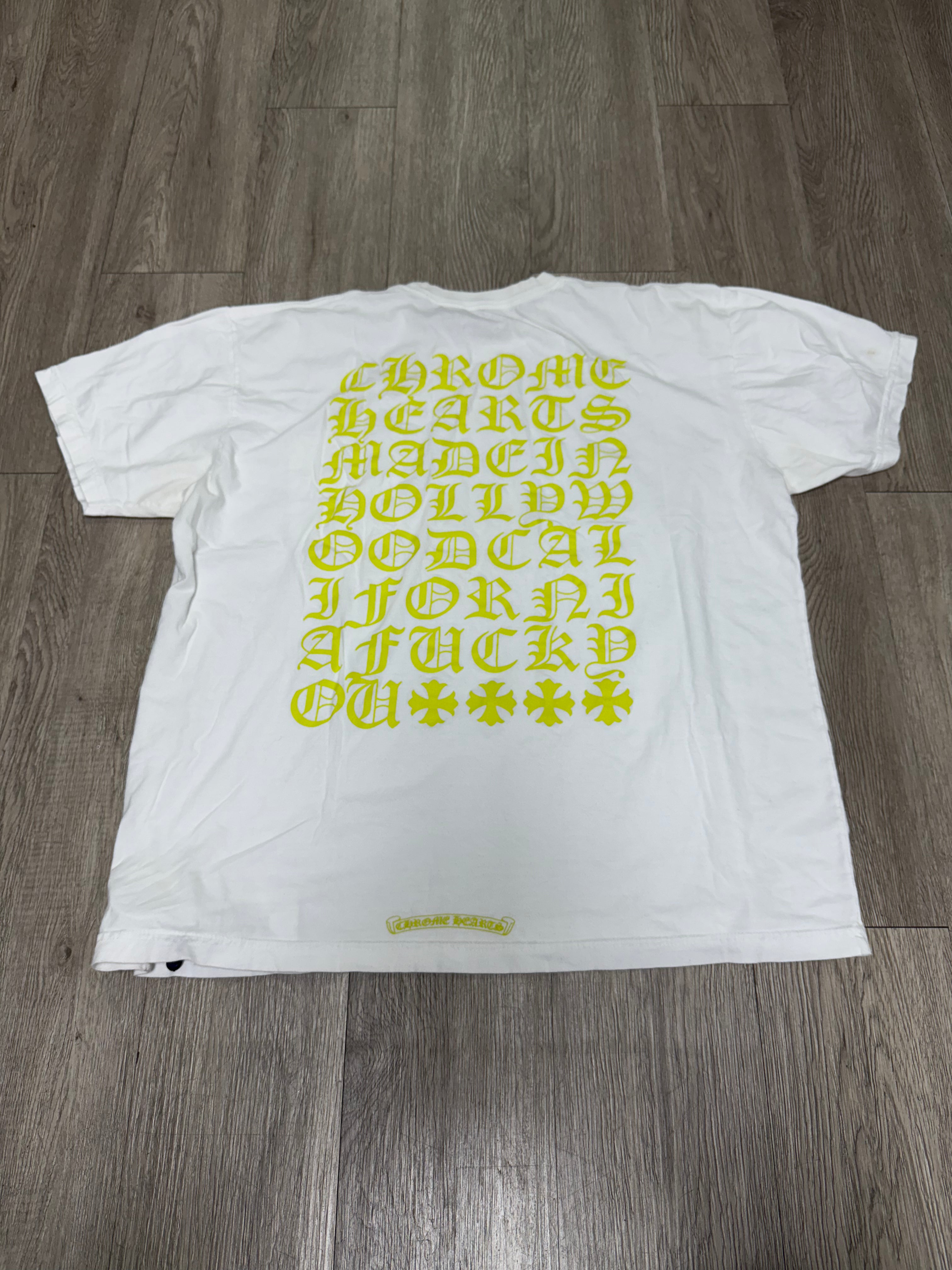 Chrome  Hearts White Lime Horseshoe Eyechart Tee