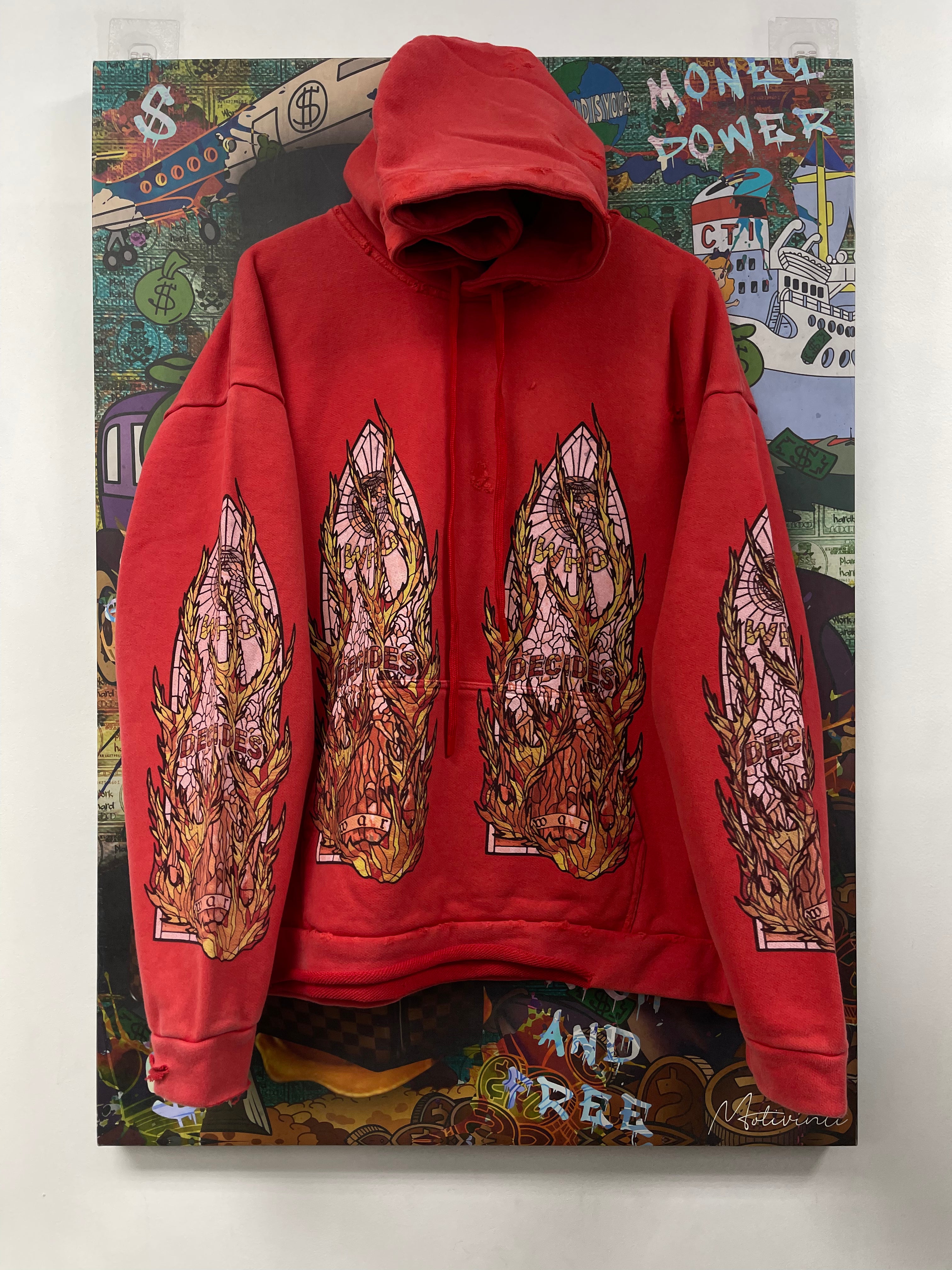 Who Decides War Flame Glass Pullover Red Hoodie