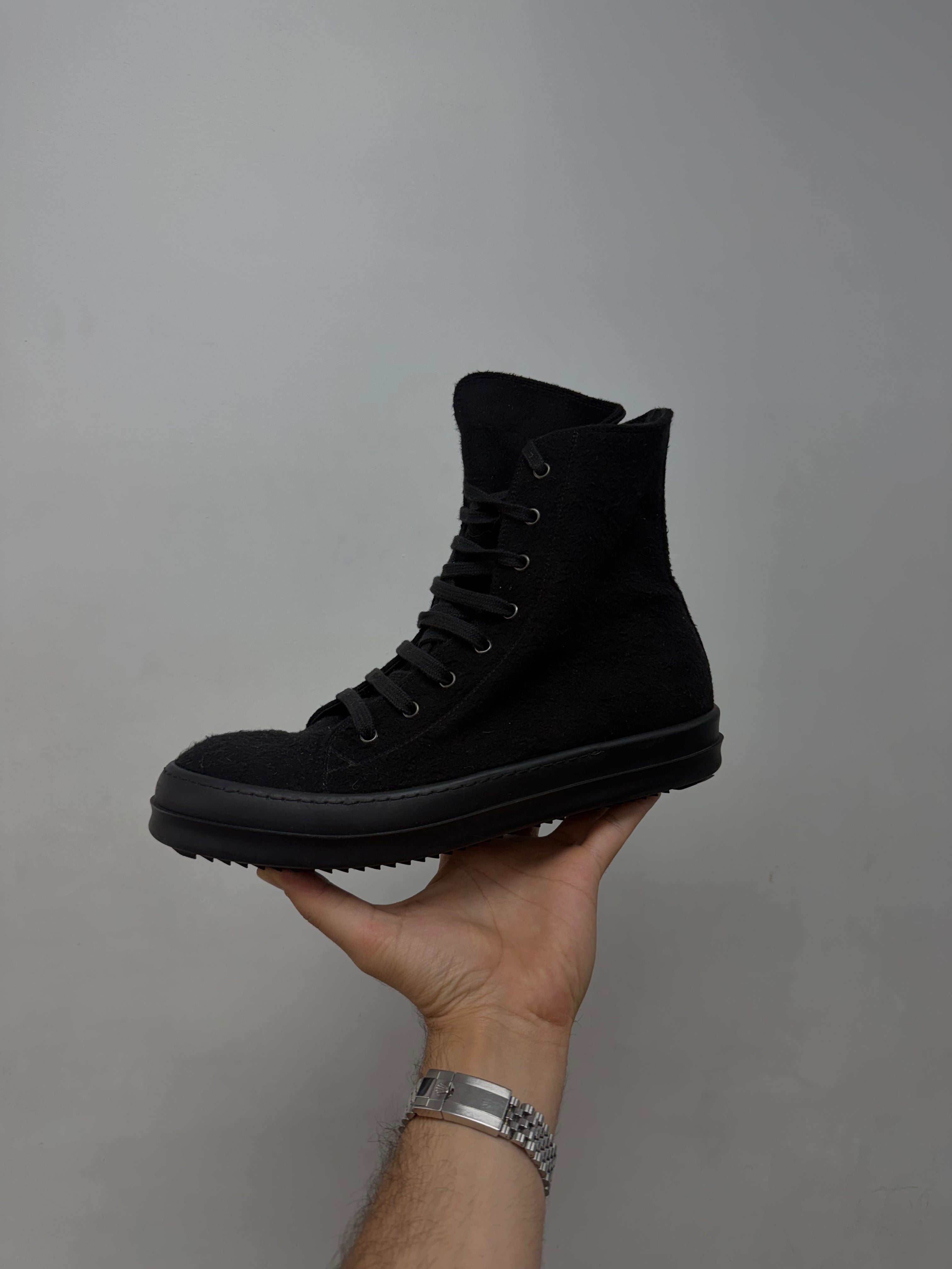 Rick Owens Black Vegan DRKSHDW Hi Sneakers