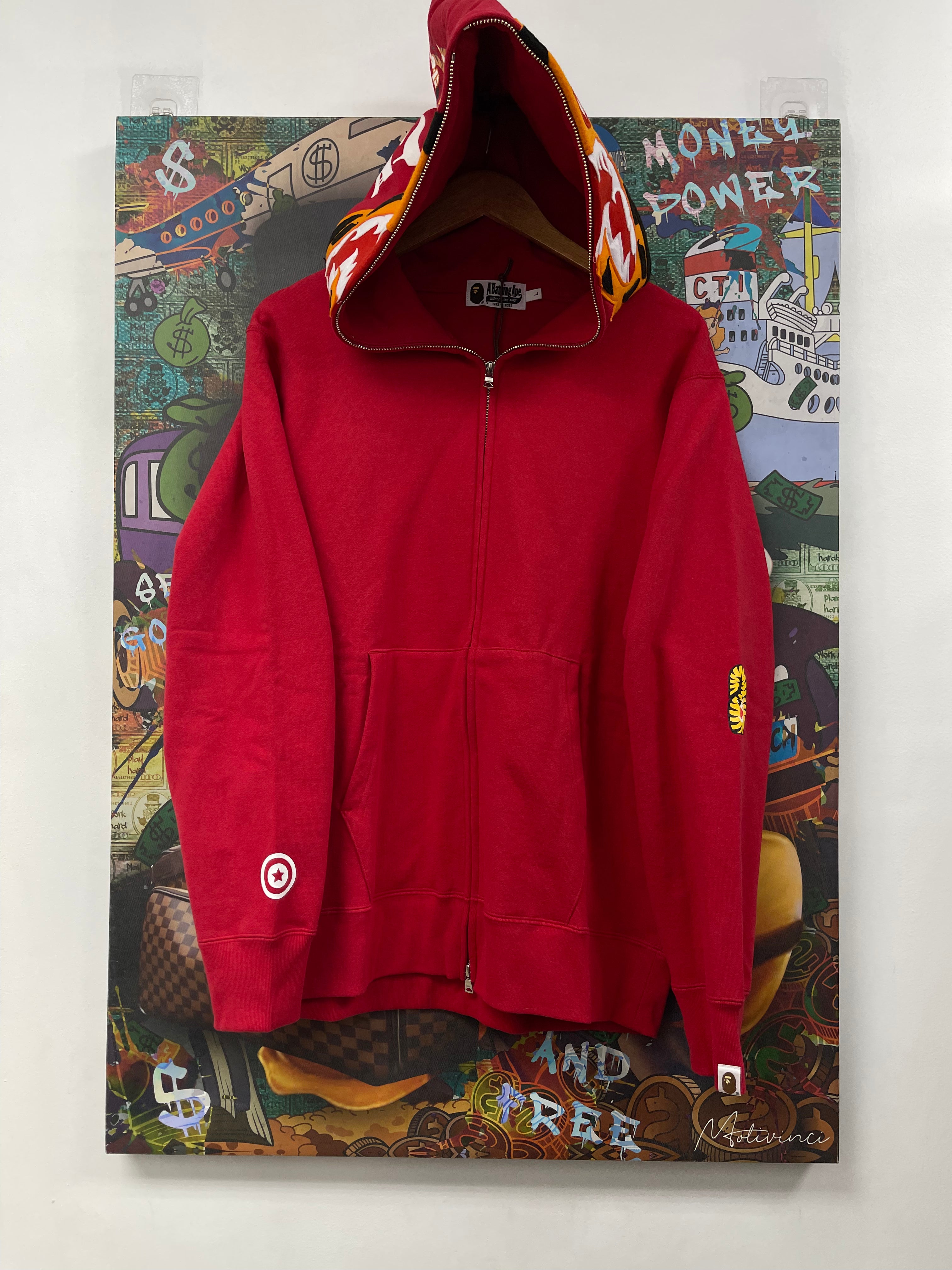 BAPE Red Tiger Full Zip Up Hoodie