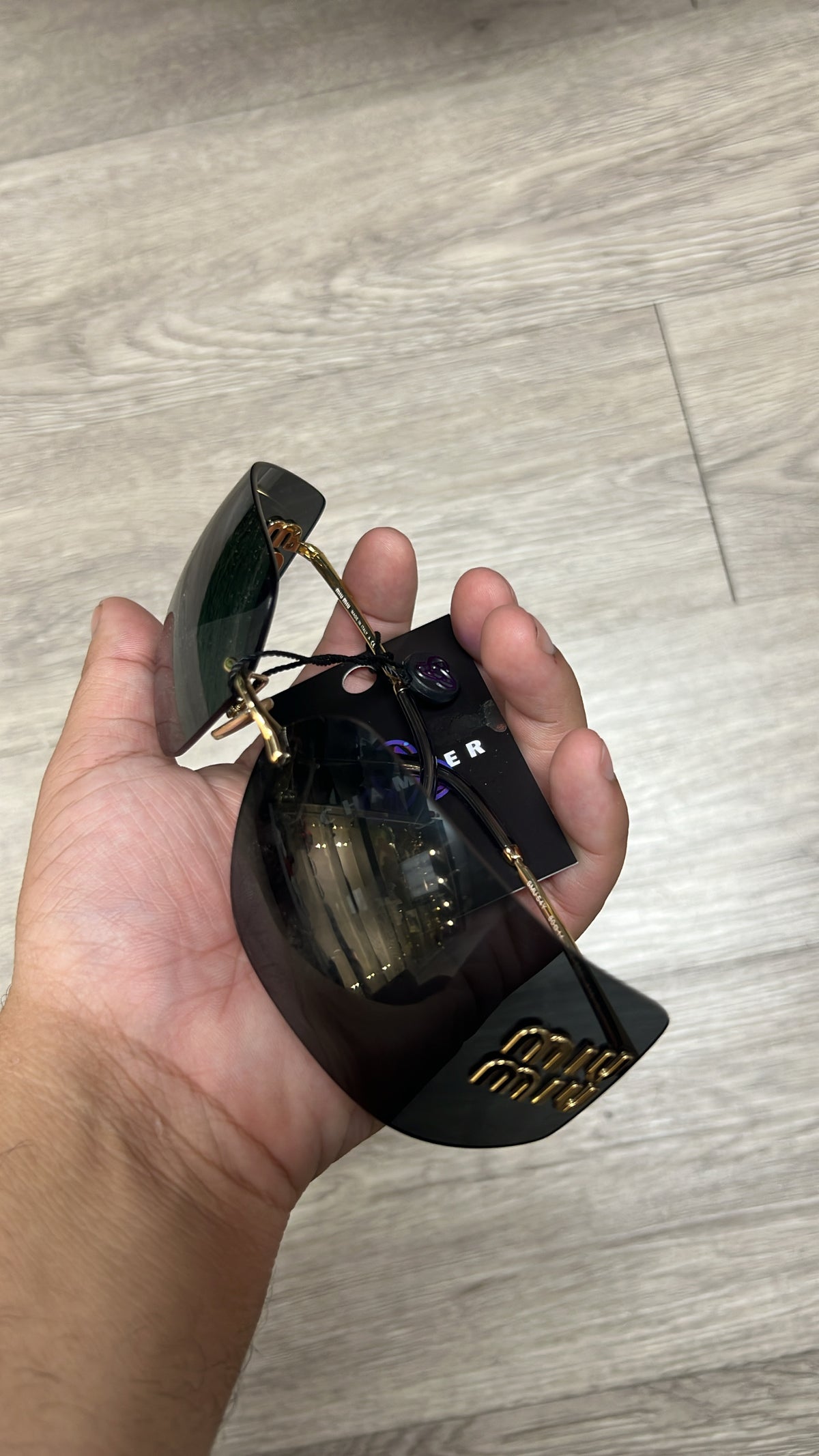 Miu Miu D Frame Gold Tone Sunglasses