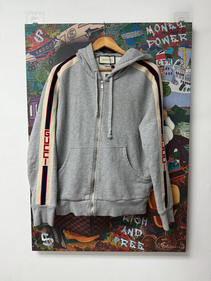 Gucci Grey Side Logo Zip Up Hoodie