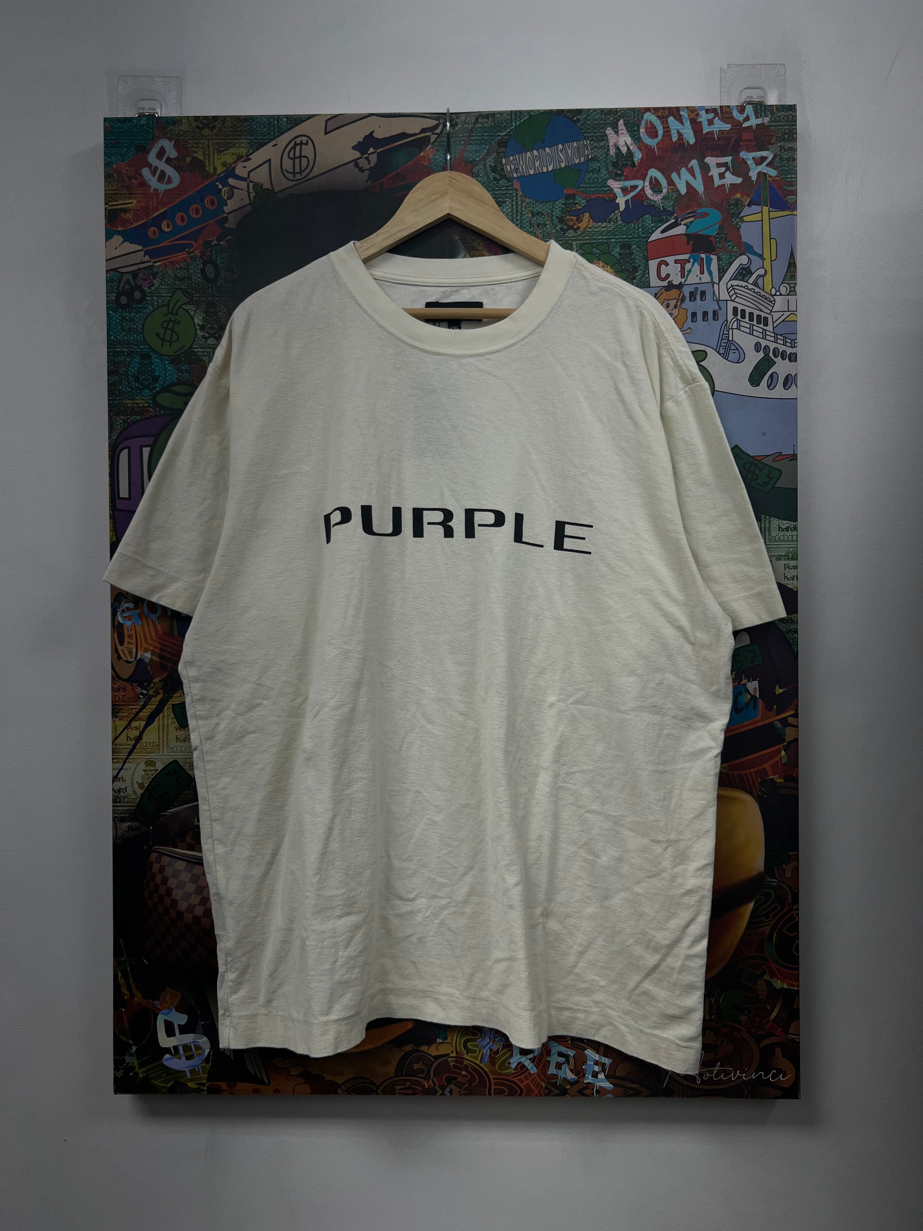 Purple Brand Cream Black Logo Tee