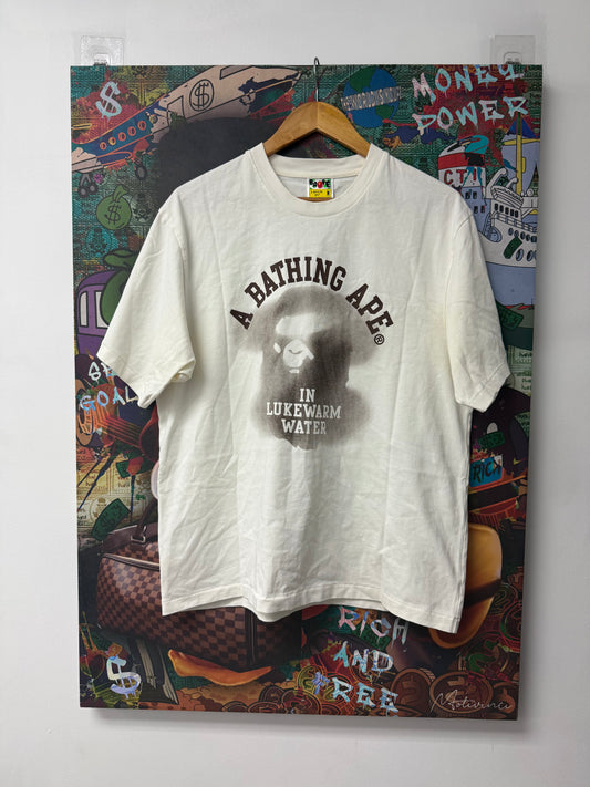 BAPE Ape Head Cream Tee Used