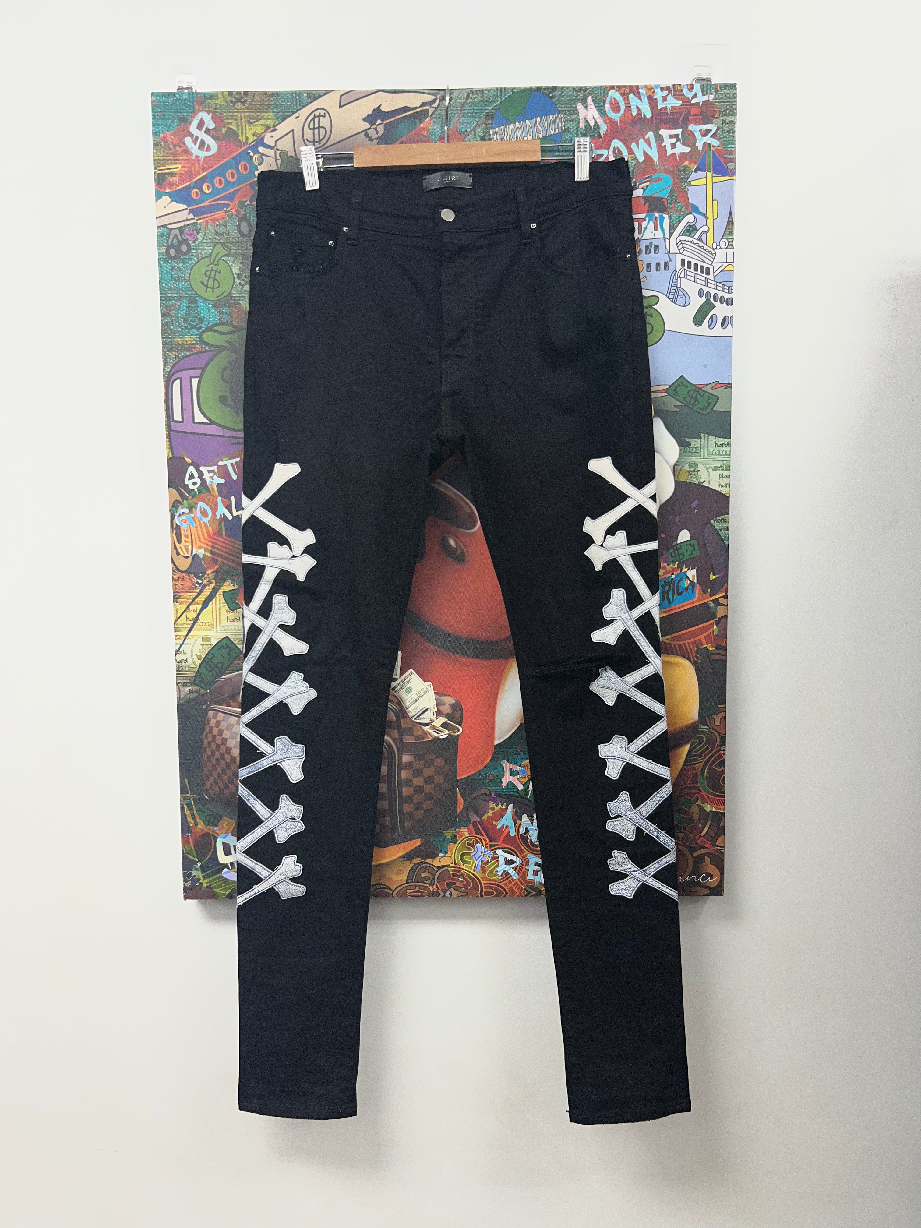 Amiri Black Blue Gradient Bones Jeans