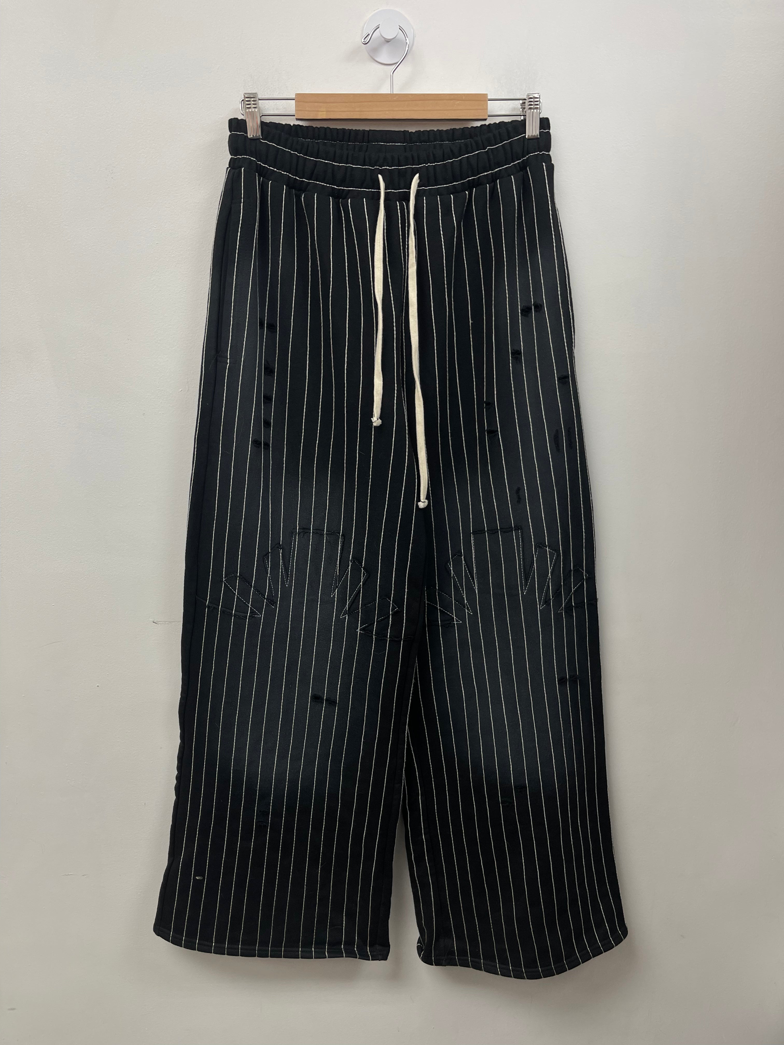 Vertabrae Pinstripe Distressed Sweats