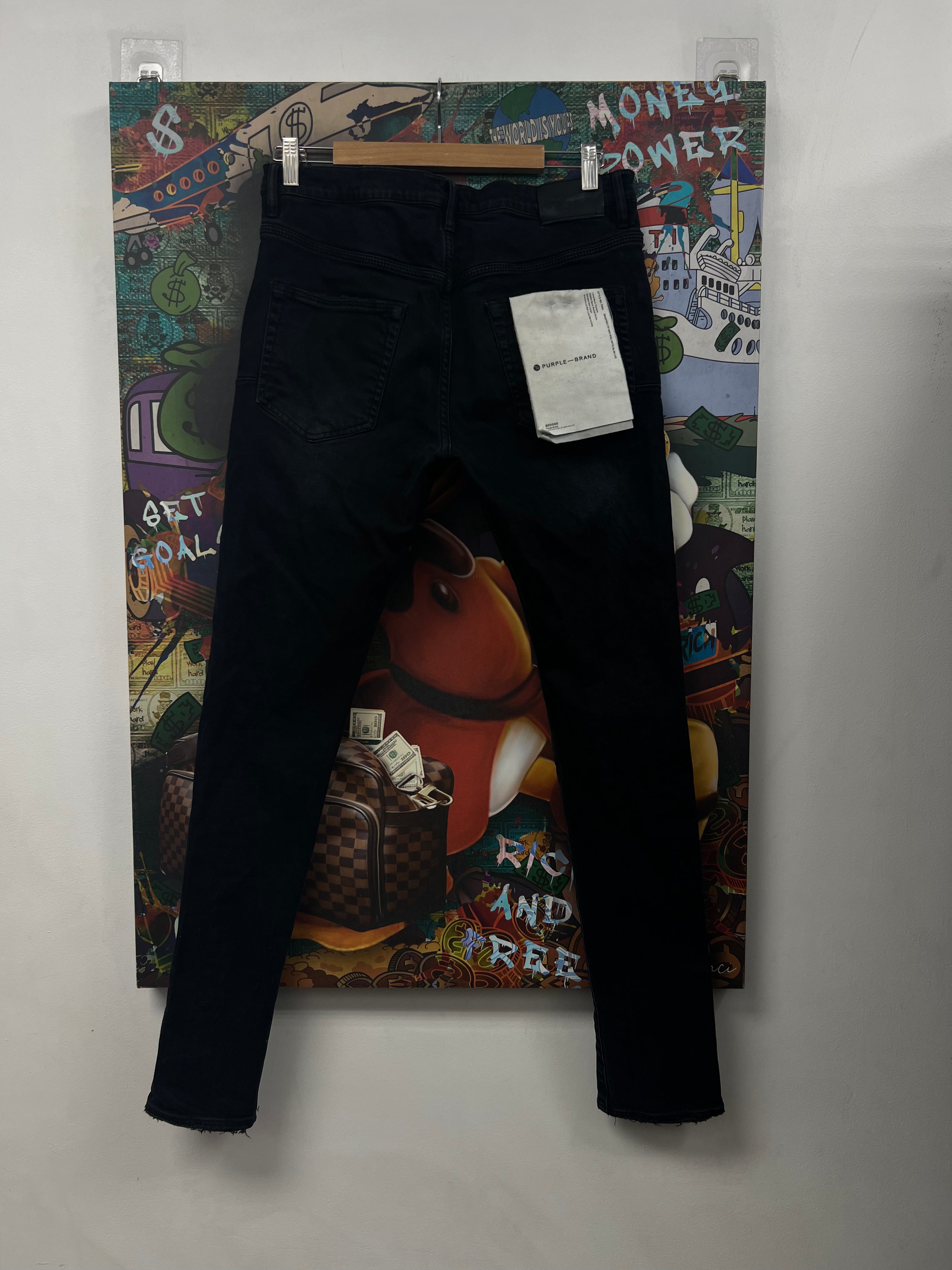 Purple Brand Black Knee Rip Jeans