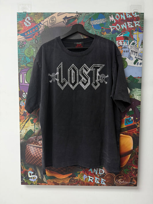Lost Intricacy Black Skull Rhinestone Tee Used