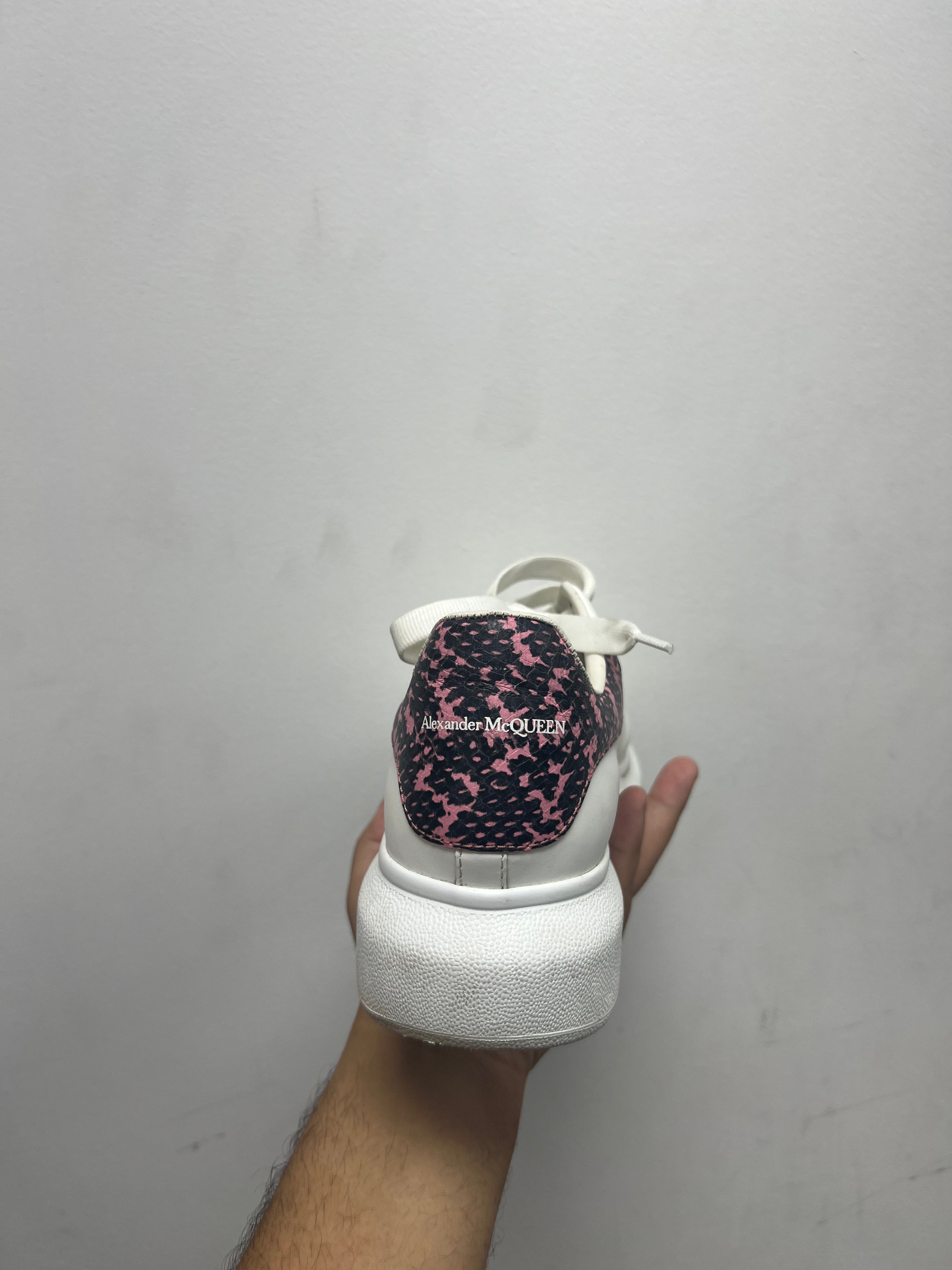 Alexander McQueen White Pink Snakeskin Sneakers