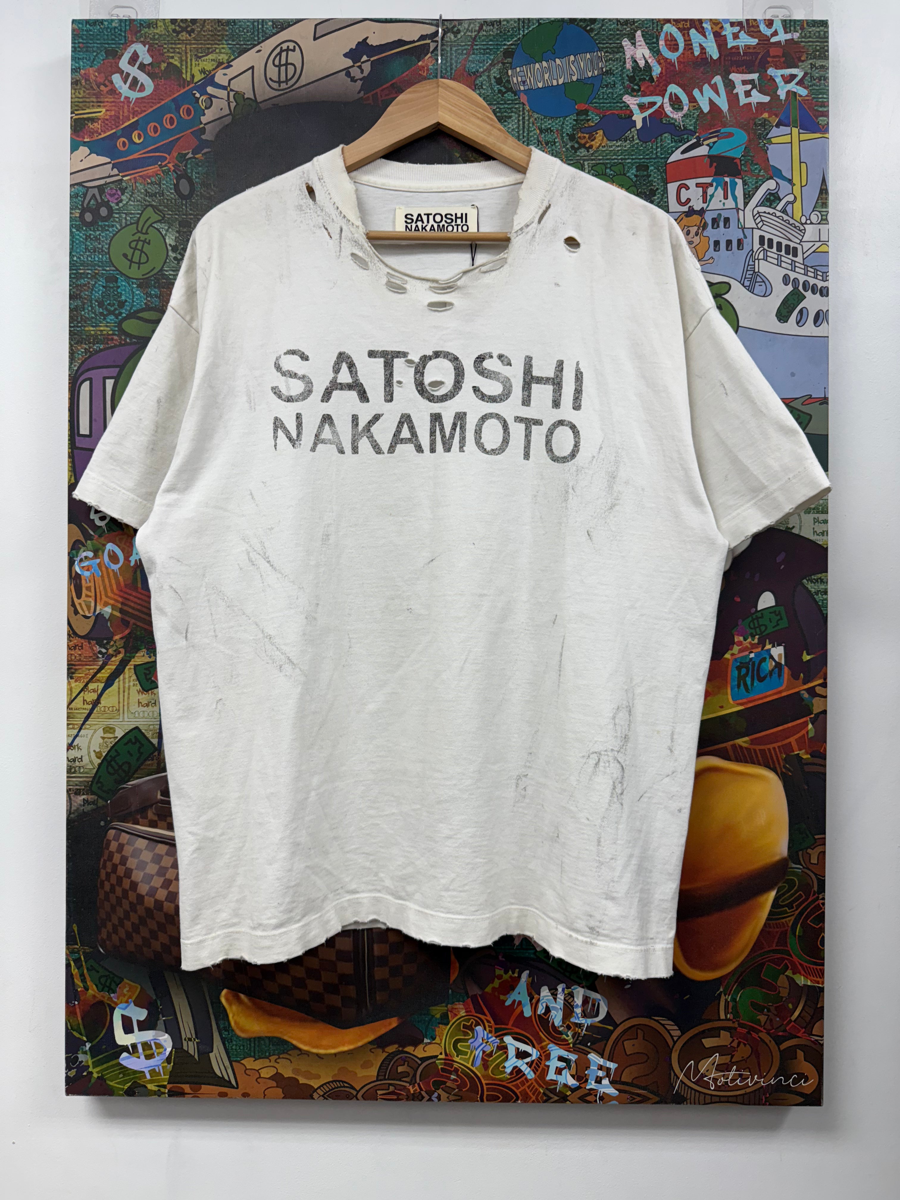 Satoshi Nakamoto White Distressed Luke Logo Sleeveless Tee