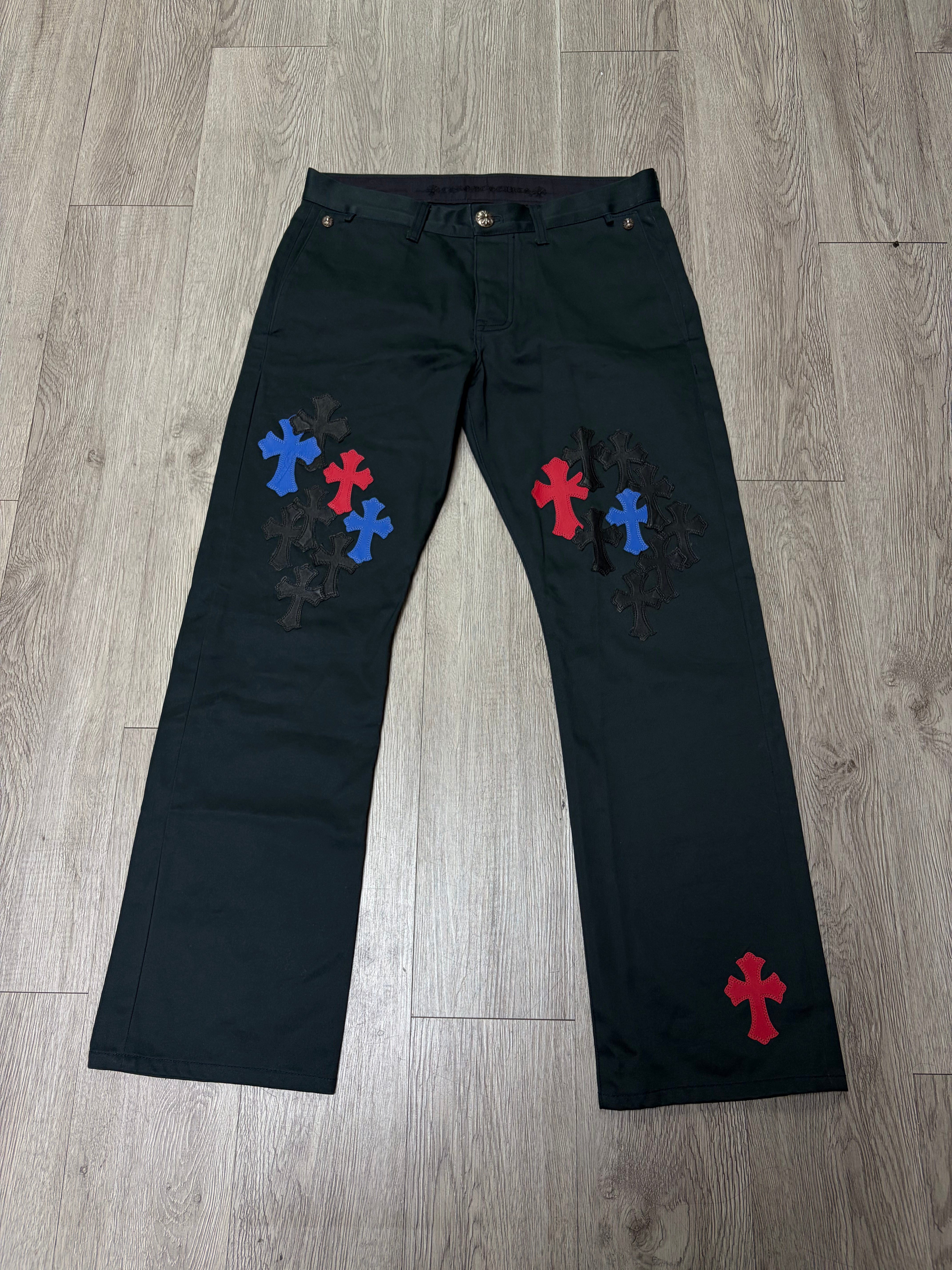 Chrome Hearts Black Wash Spider-Man Cross Patch Chino Pants