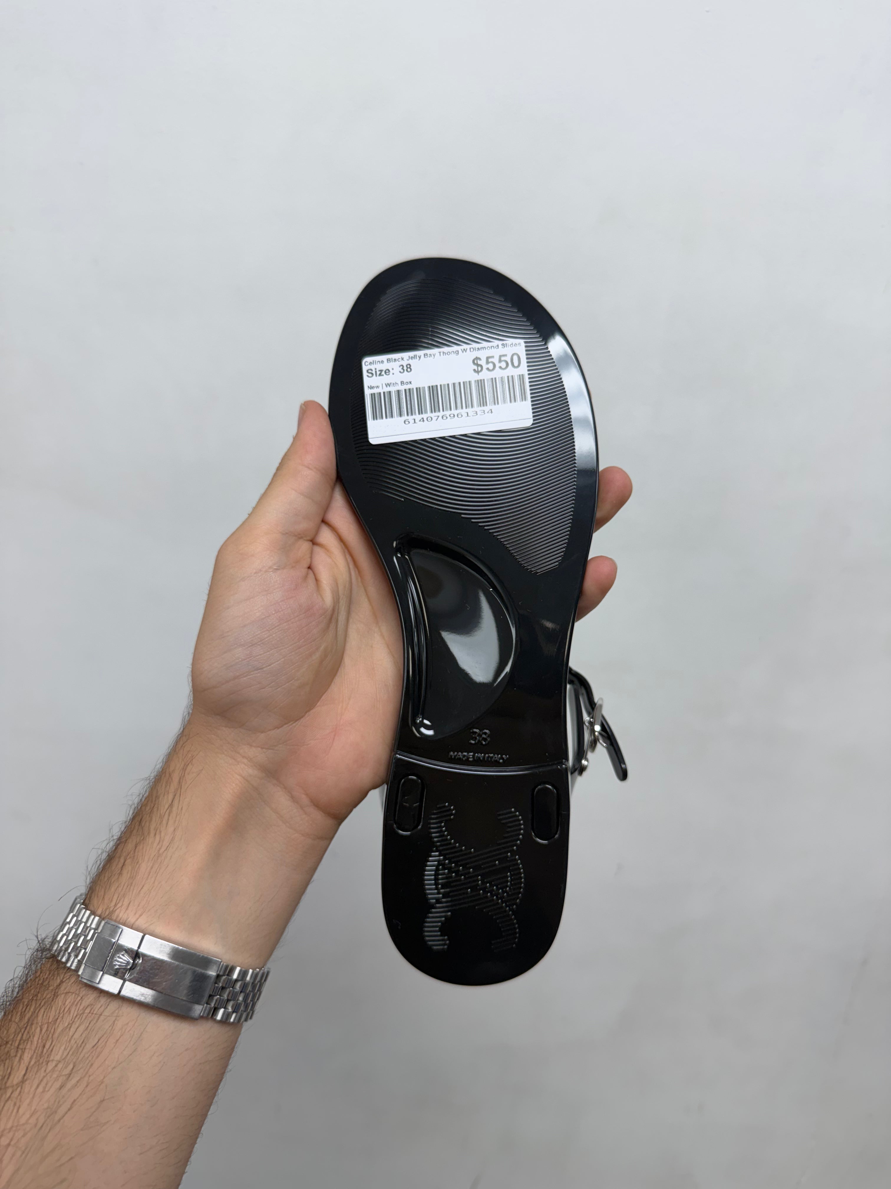 Celine Black Jelly Bay Thong W Diamond Slides
