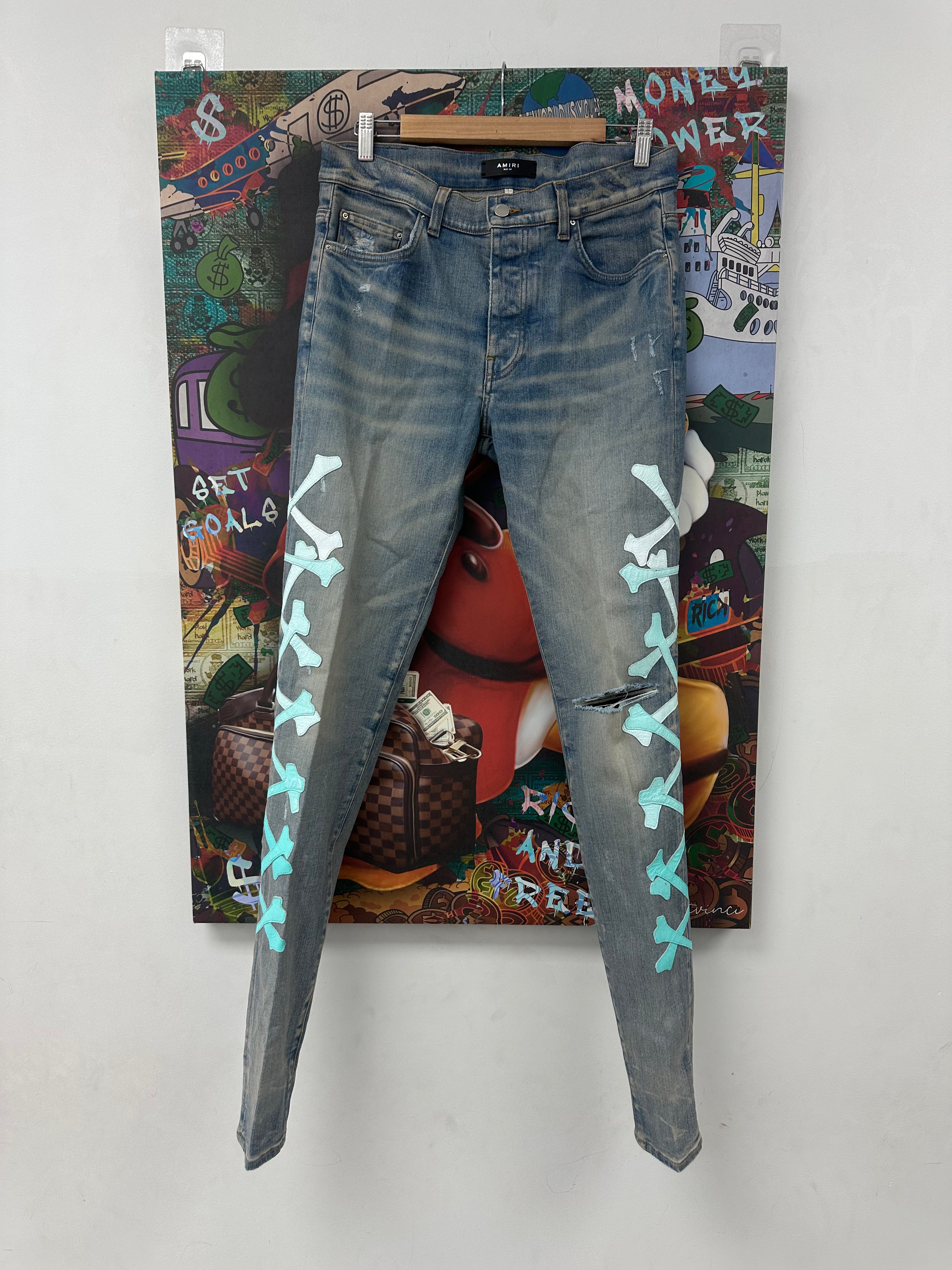 Amiri Light Wash "Miami Bone" Blues Jeans