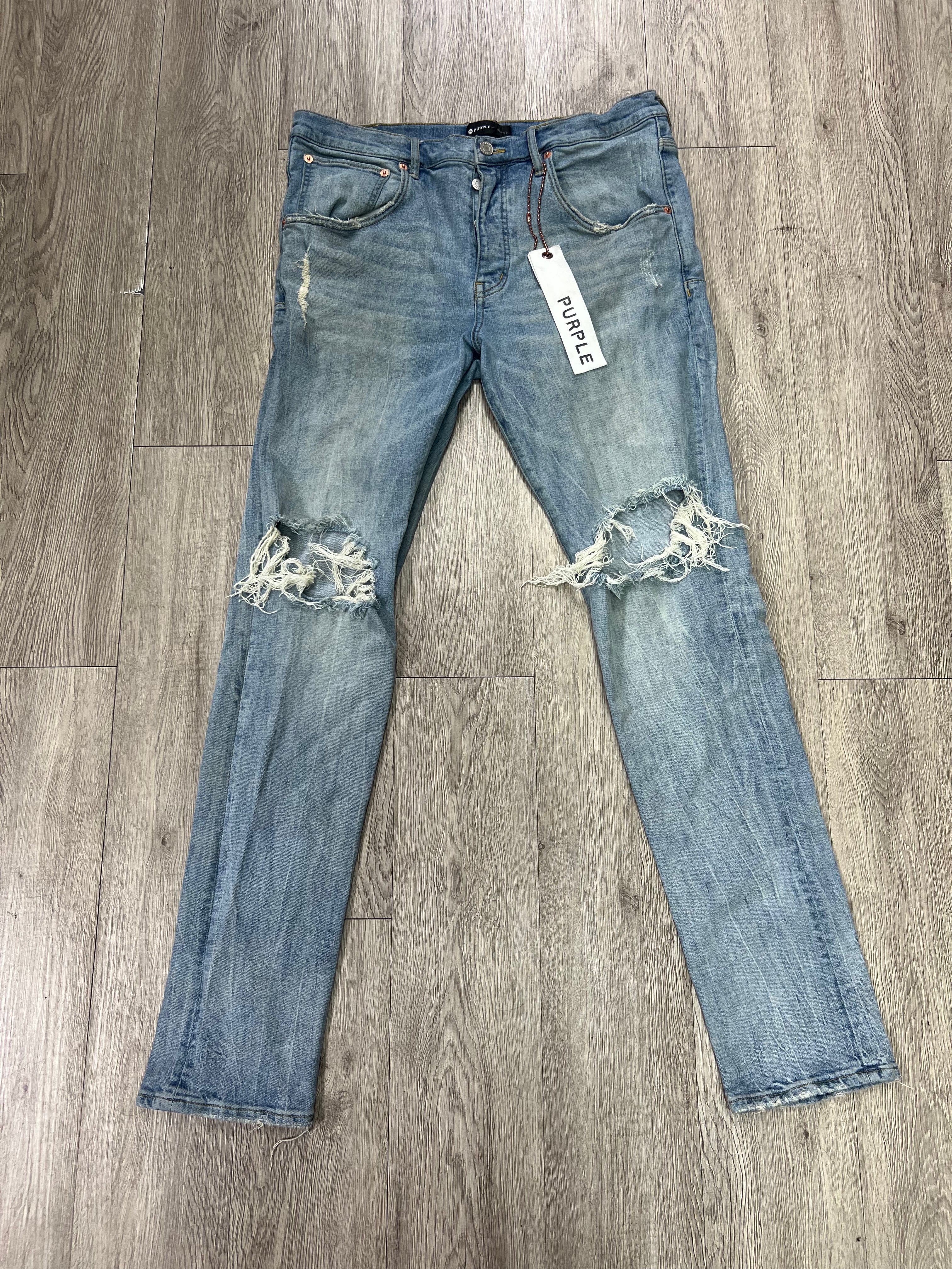 Purple Brand Light Wash Knee Ripped Jeans