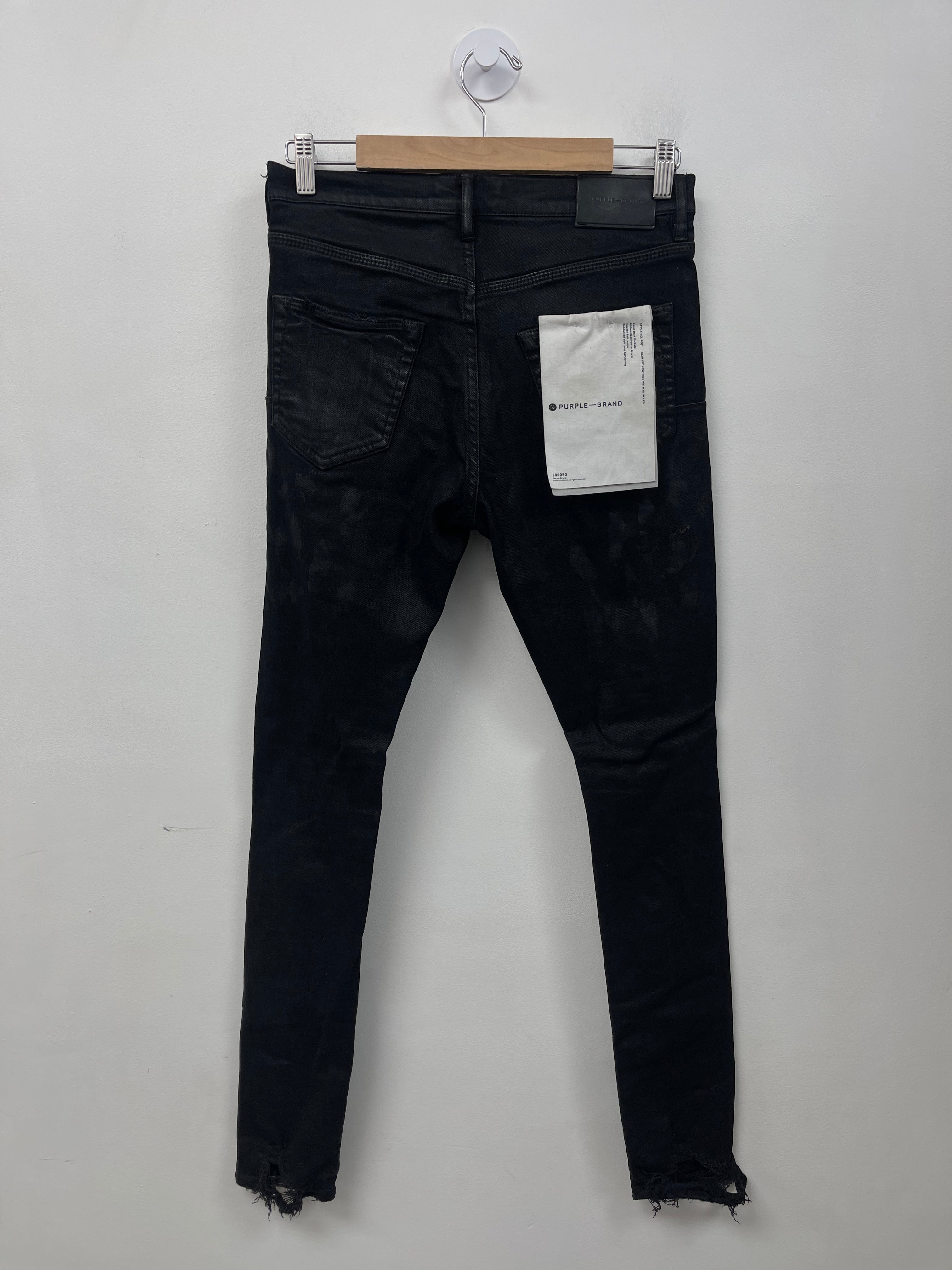 Purple Brand Black Wax Ripped Jeans