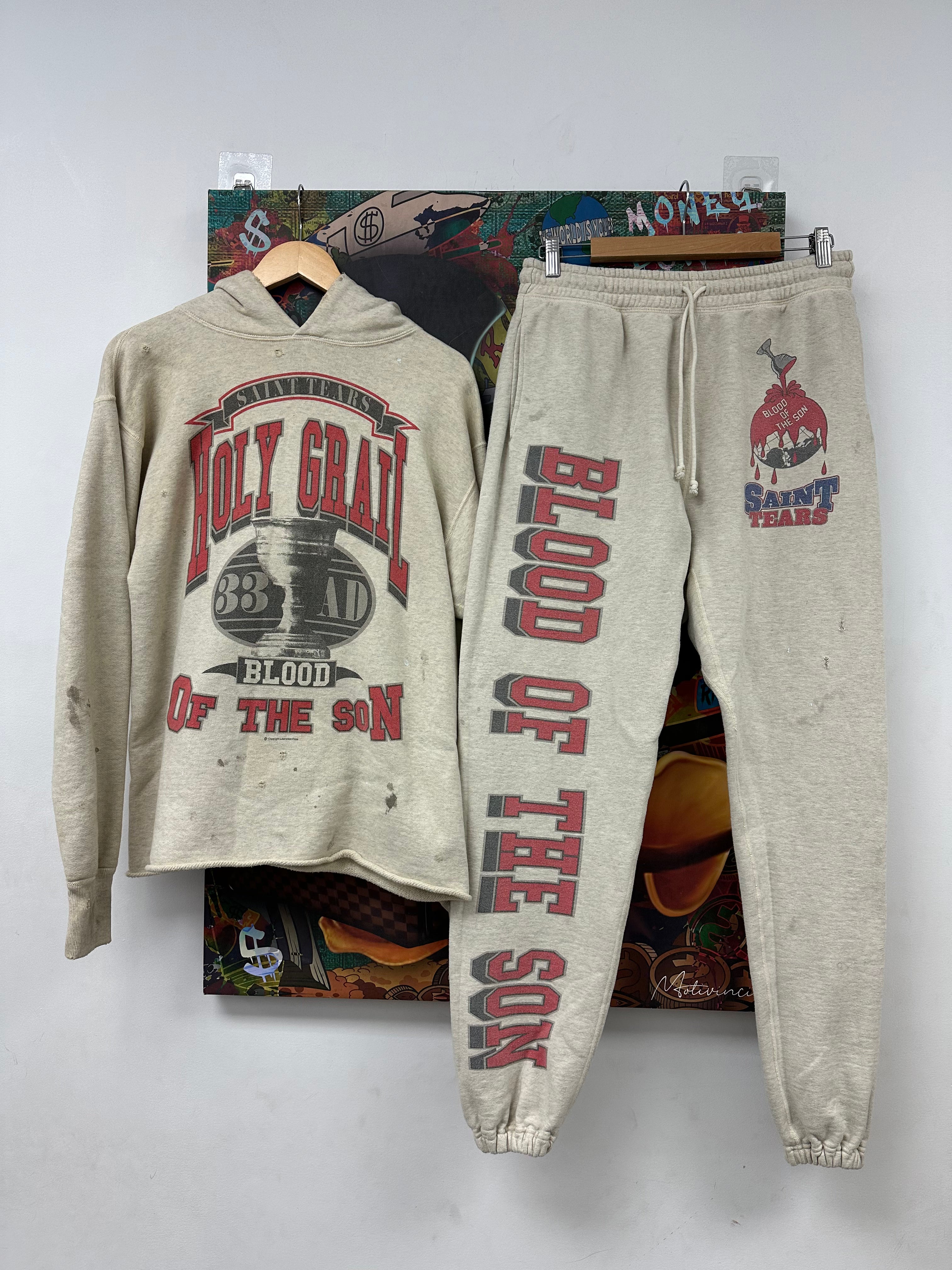 Saint MX6 Denim Tears Holy Grail Grey & Red Sweatsuit