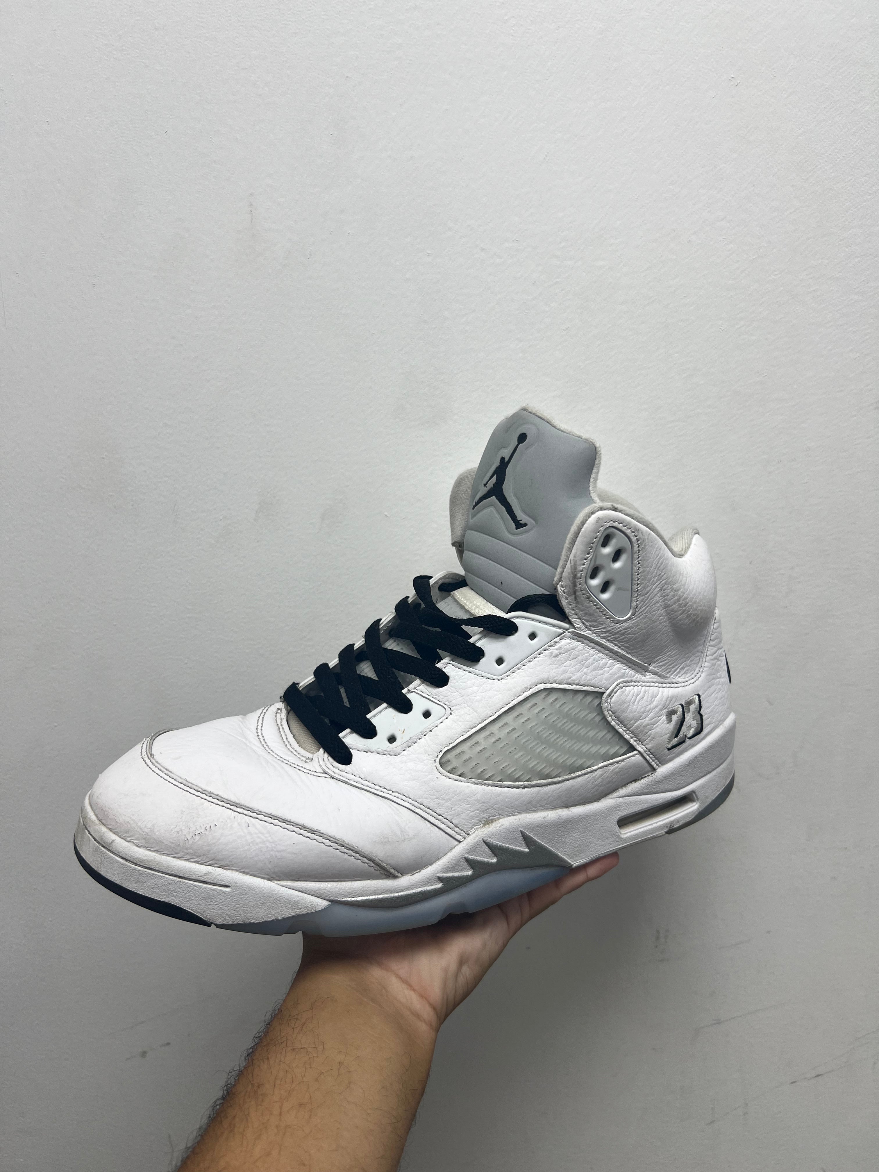 NIke Jordan 5 White Metallic Sneakers