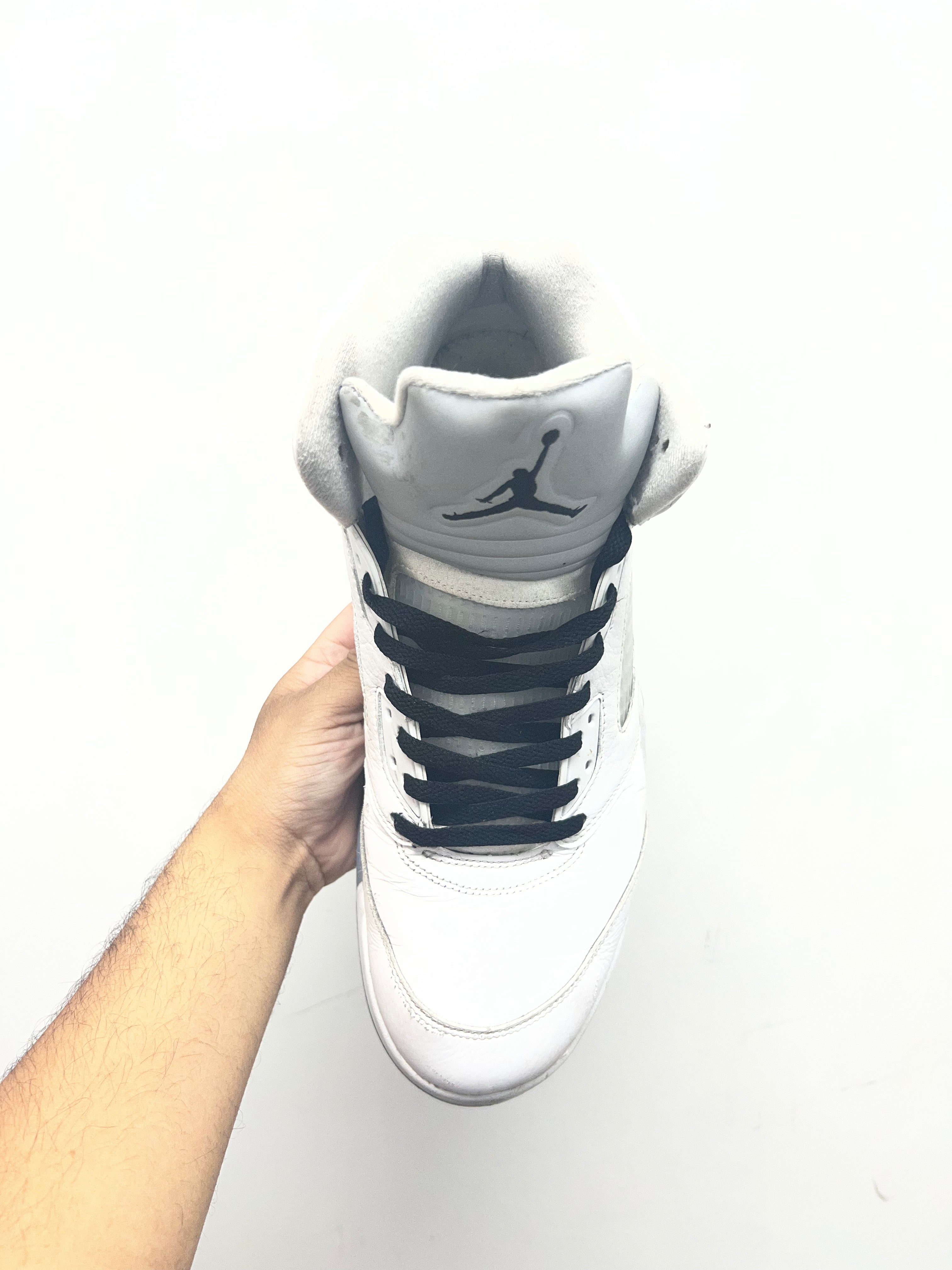 NIke Jordan 5 White Metallic Sneakers