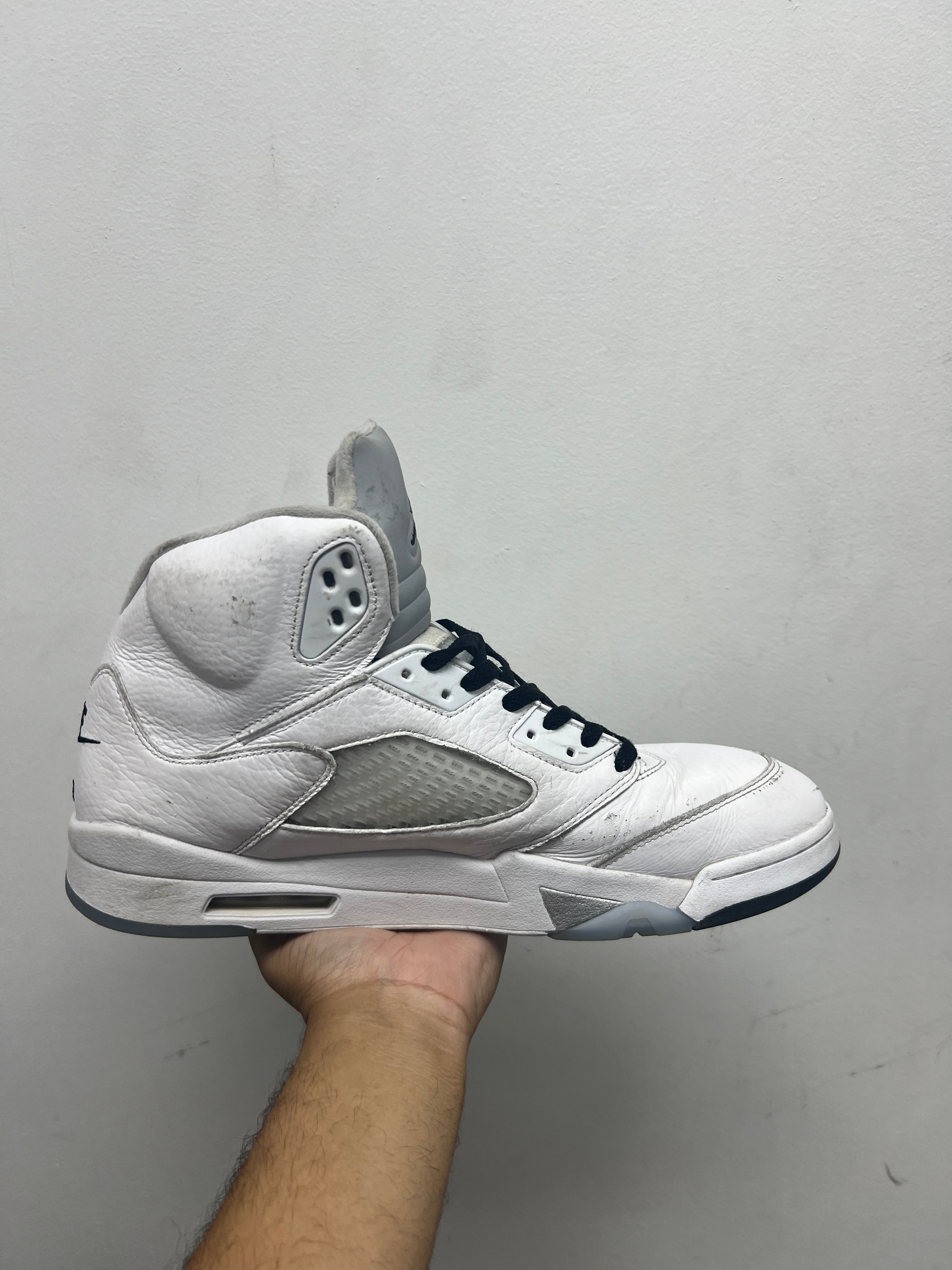 NIke Jordan 5 White Metallic Sneakers
