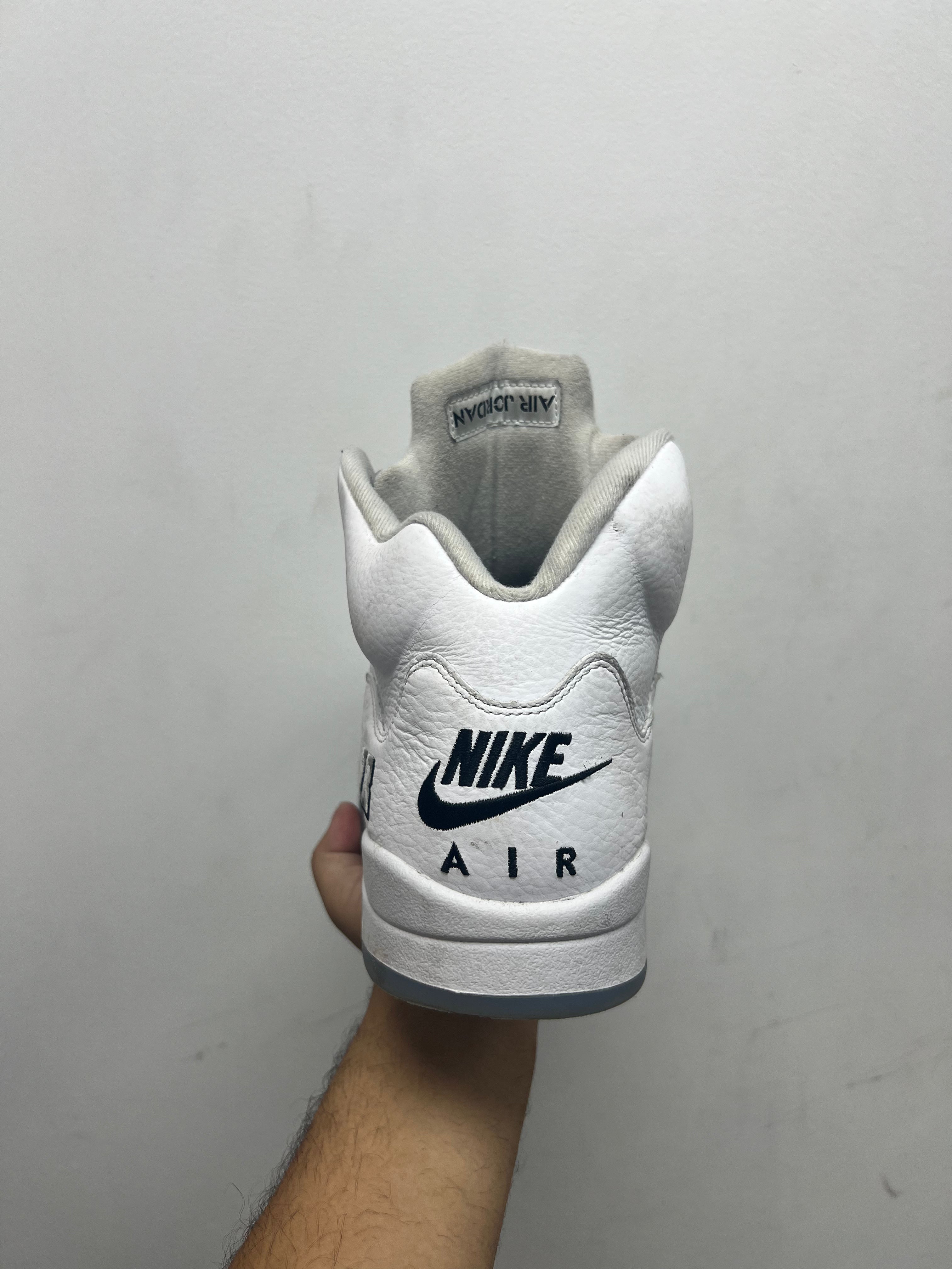 NIke Jordan 5 White Metallic Sneakers