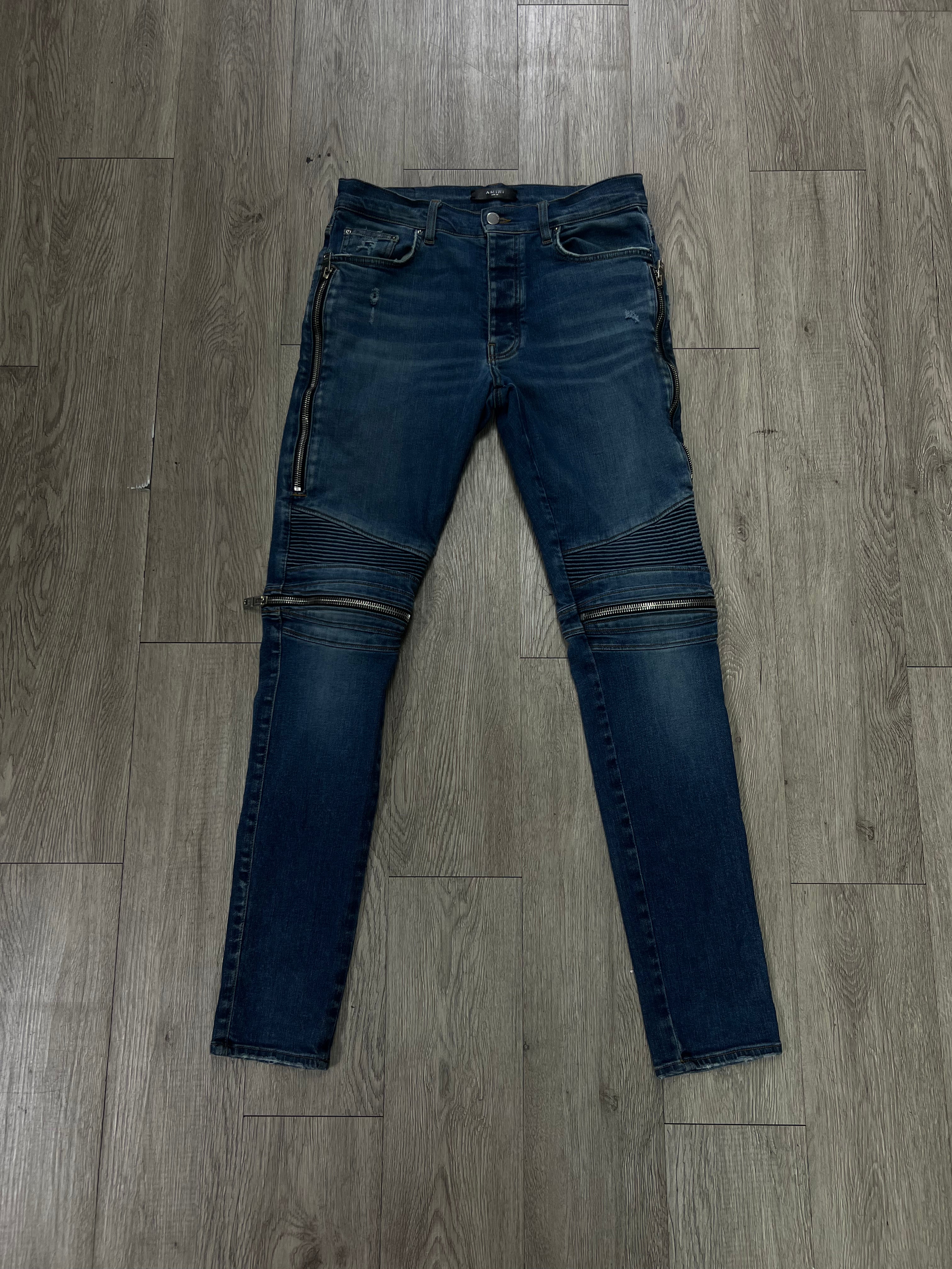 Amiri MX2 Light Wash Denim Patch Jeans