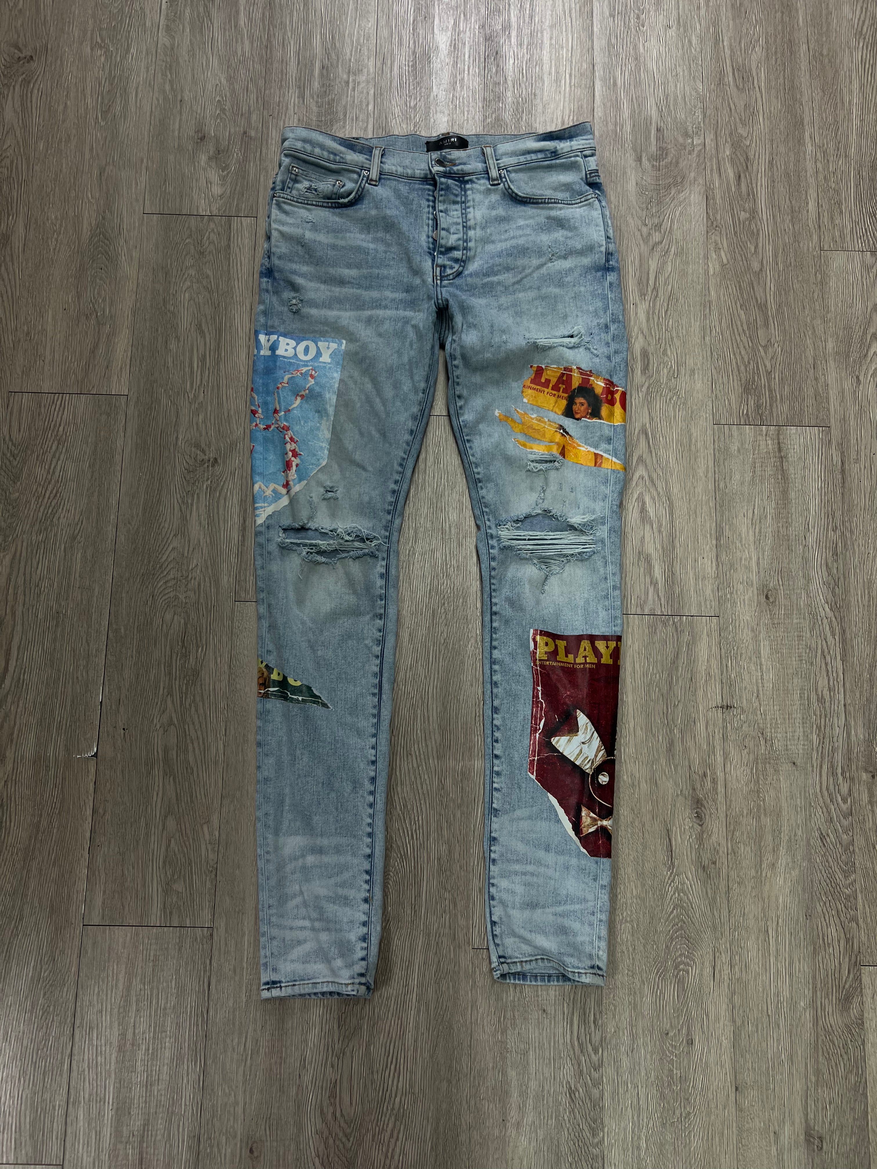 Amiri Light Wash Playboy Magazine Jeans