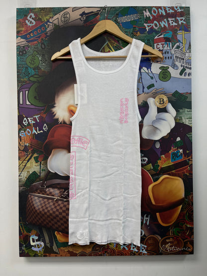 Chrome Hearts Pink Vertical T Bar Logo Tank Top
