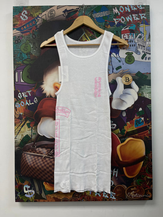 Chrome Hearts Pink Vertical T Bar Logo Tank Top