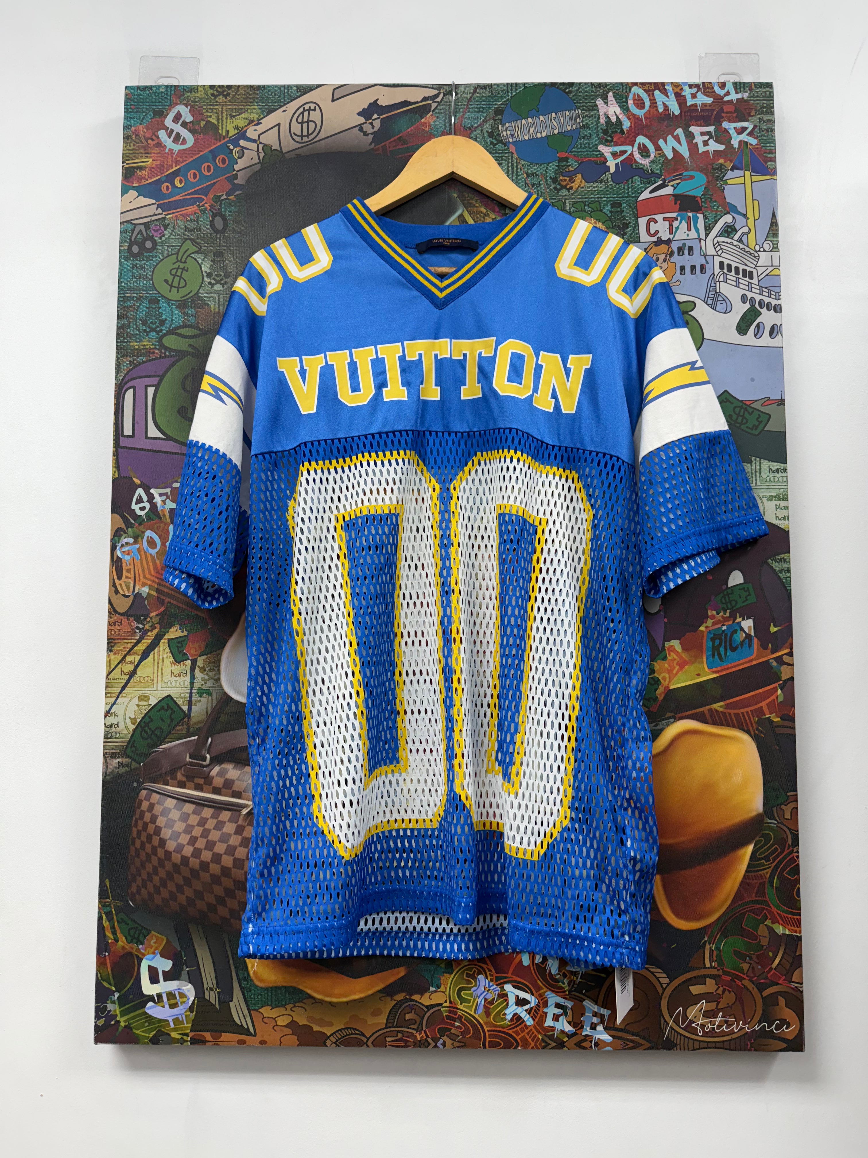 Louis Vuitton Baby Blue Yellow Football Jersey