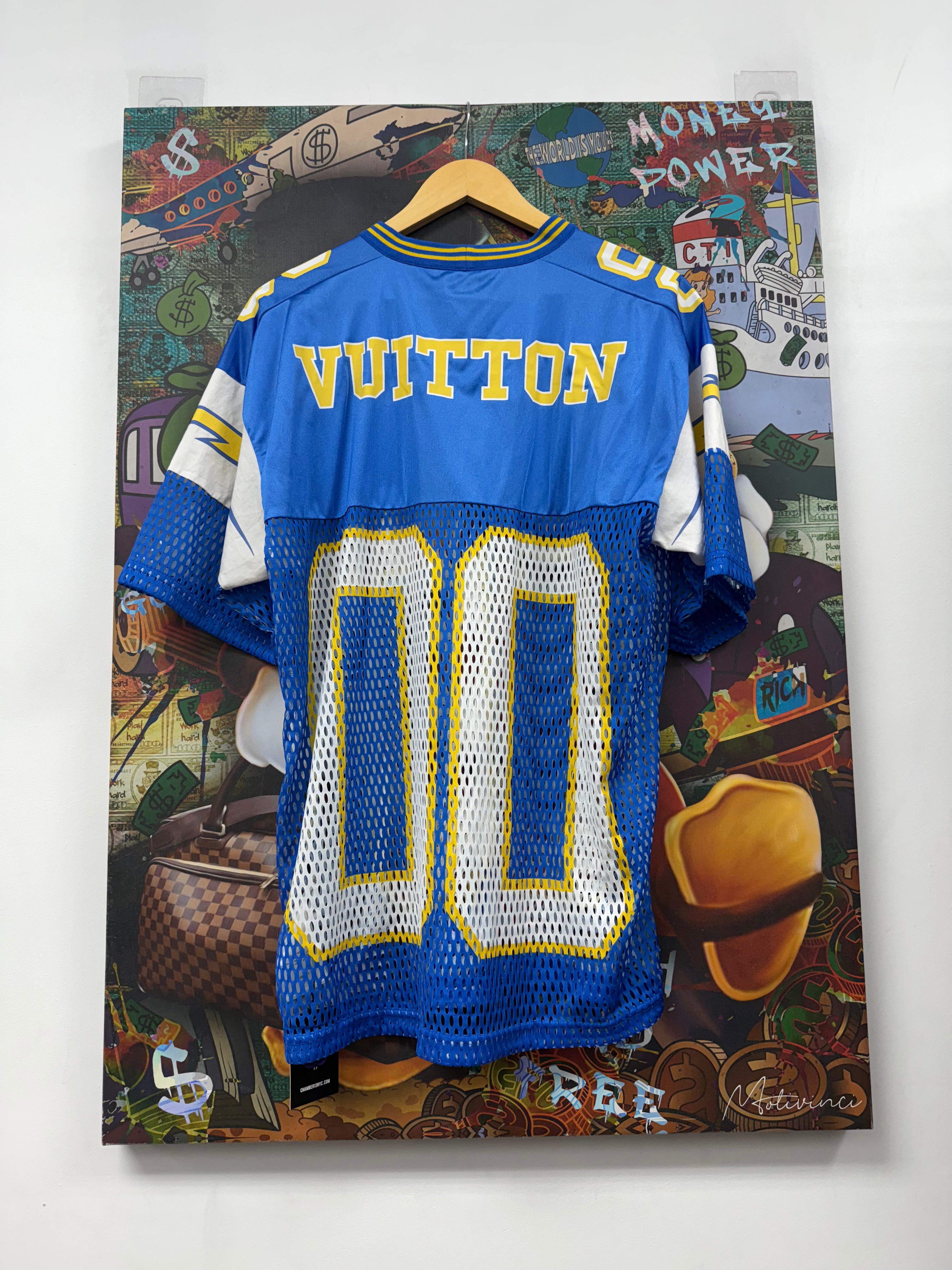 Louis Vuitton Baby Blue Yellow Football Jersey