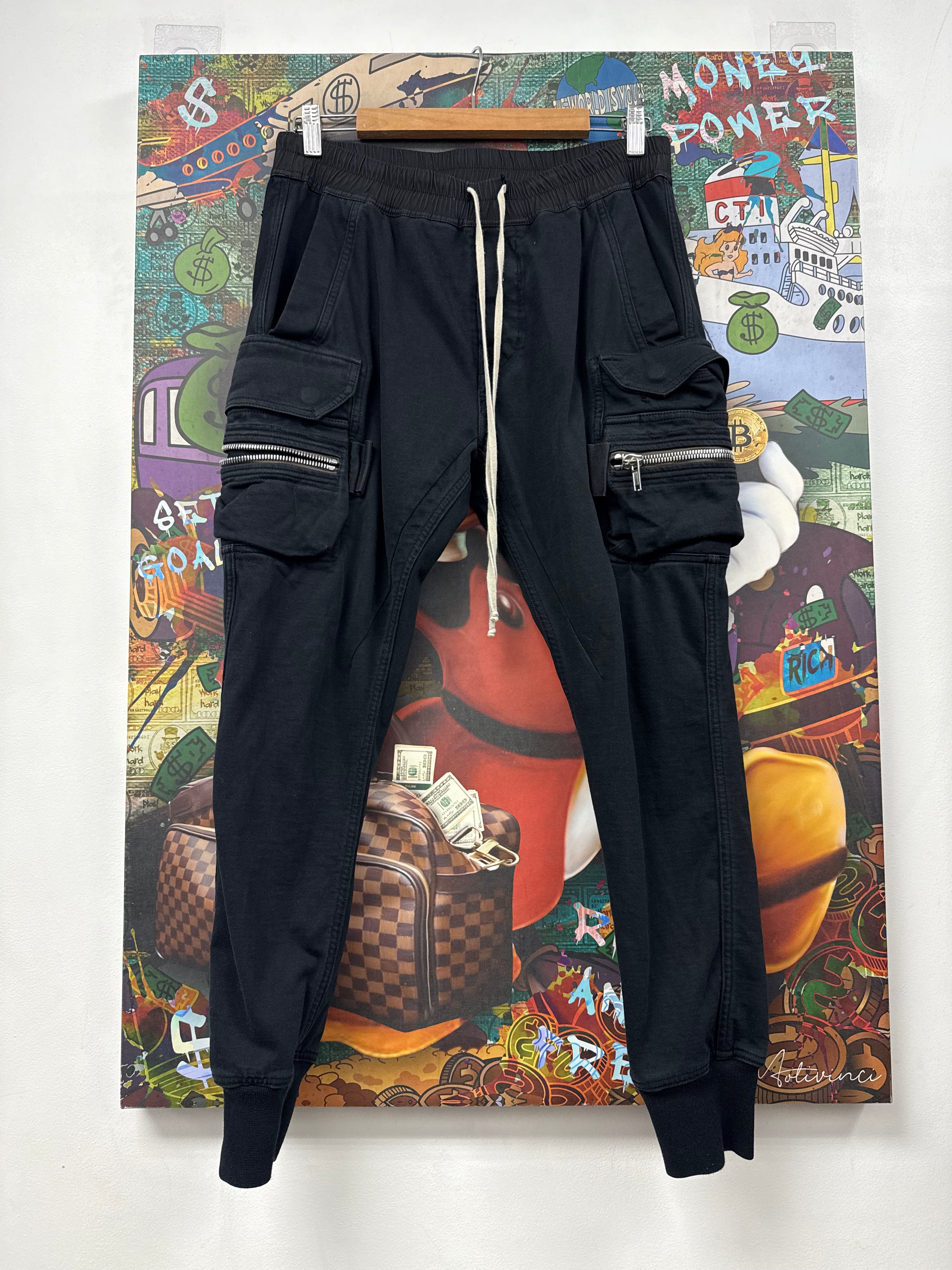 Rick Owens Black Zipper Cargo Sweats